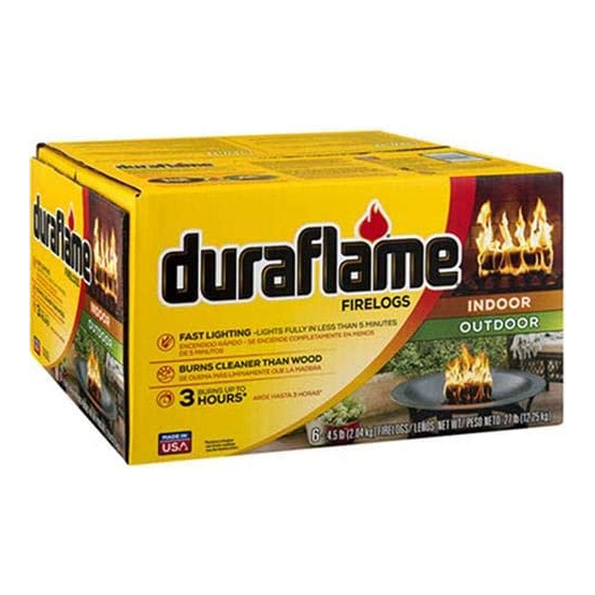 Duraflame 4.5lb Indoor Outdoor Fireplace Fire Pit Firelog, 3 Hr Burn Time, 6 Pk - Smart-nests