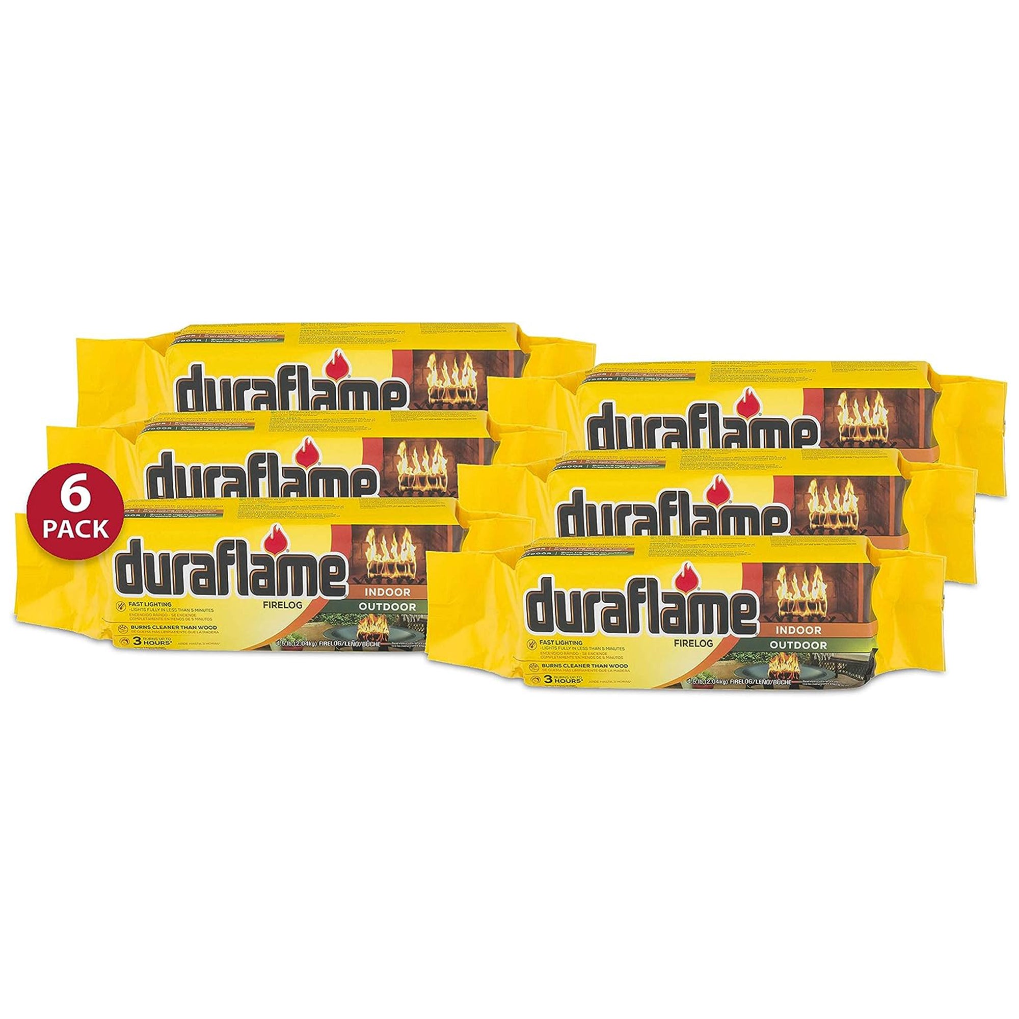 Duraflame 4.5lb Indoor Outdoor Fireplace Fire Pit Firelog, 3 Hr Burn Time, 6 Pk - Smart-nests