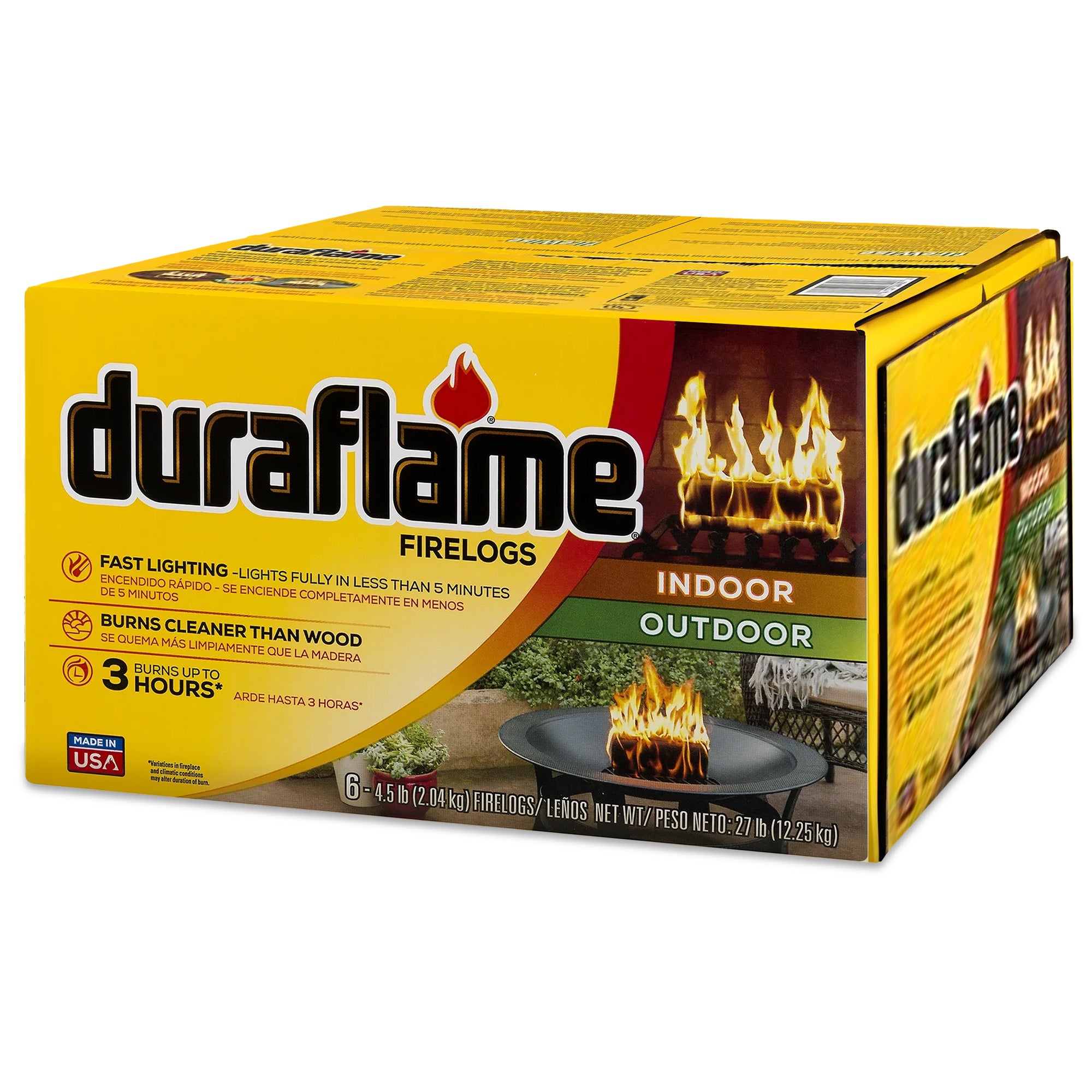 Duraflame 4.5lb Indoor Outdoor Fireplace Fire Pit Firelog, 3 Hr Burn Time, 6 Pk - Smart-nests
