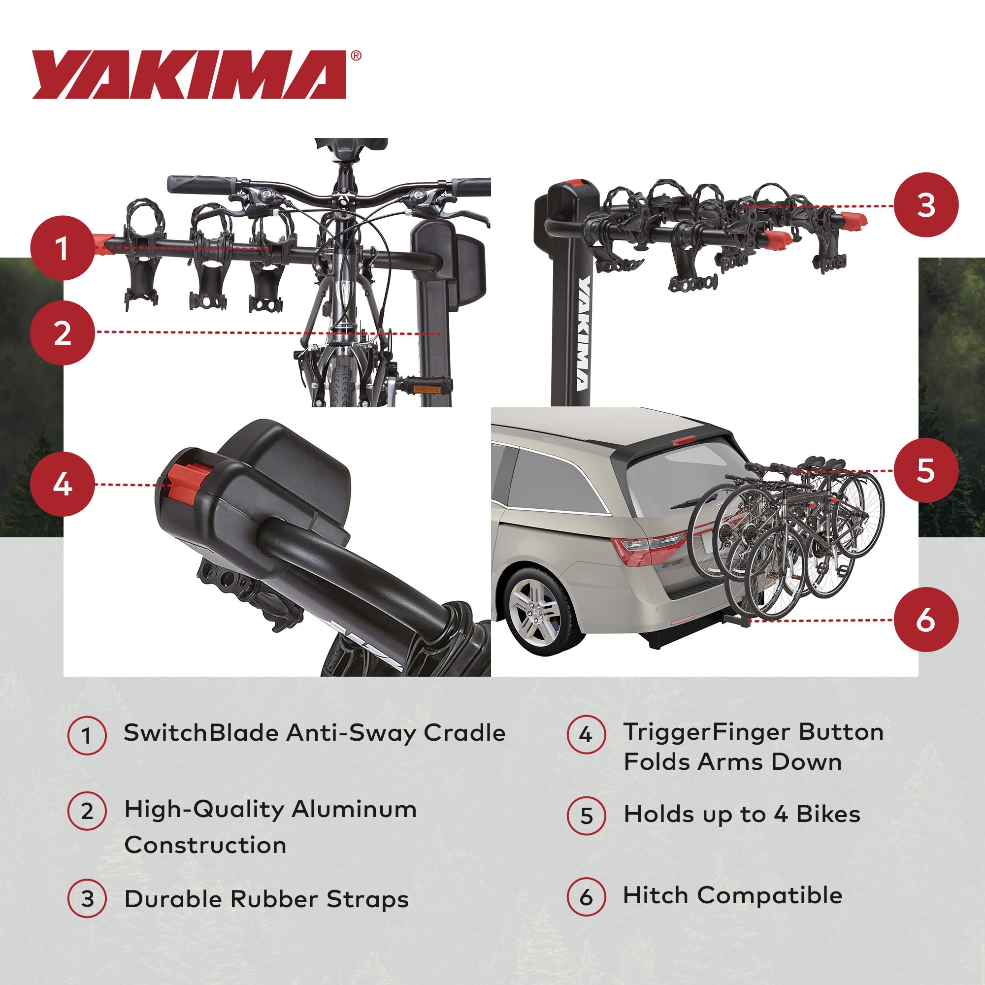 Yakima DoubleDown 4 Tilting Hitch-Mounted Bike Rack for Cars, SUVs, & Trucks - Smart-nests