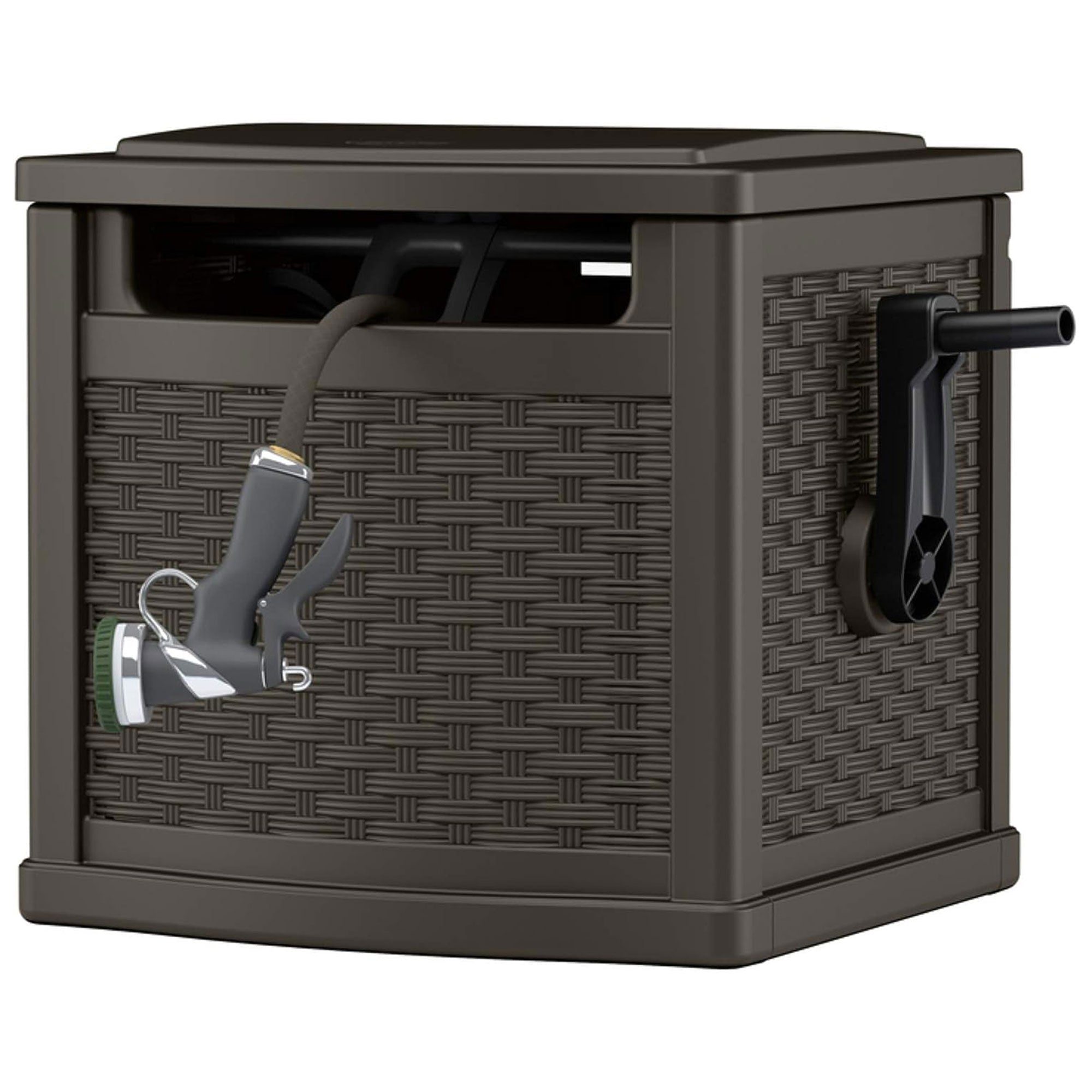 Suncast 150 Foot Slide Trak Outdoor Garden Water Hose Hideaway for Patio, Java - Smart-nests