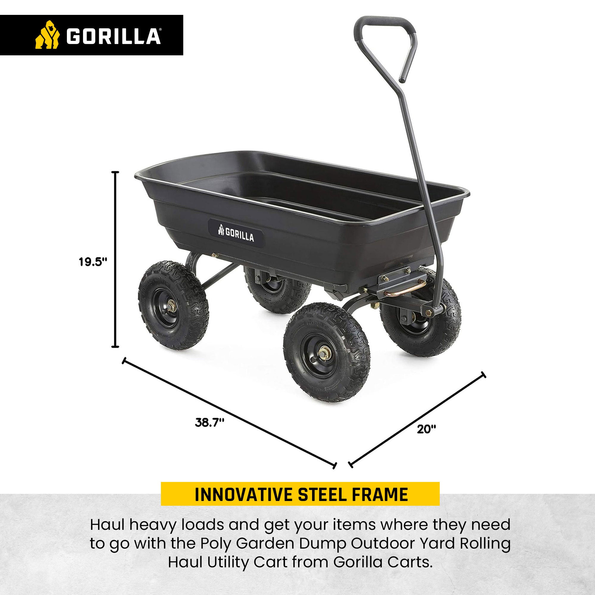 Gorilla Carts Poly Garden Dump Cart Camping Beach Wagon, 600 Pound Capacity - Smart-nests