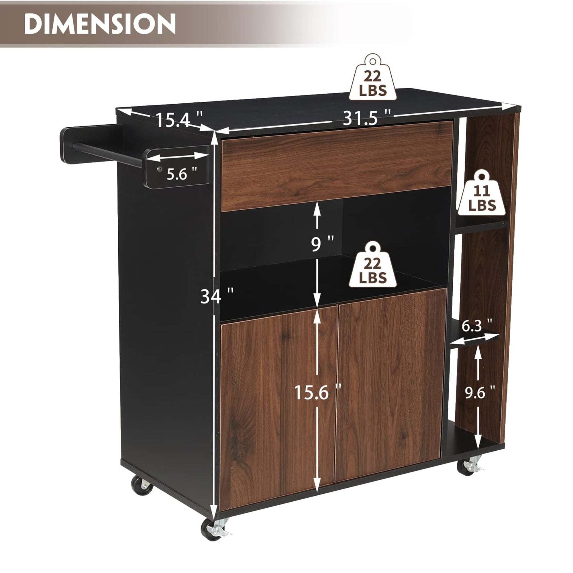 JOMEED Home Kitchen Island Rolling Cart with Storage Drawers and Towel Rack - Smart-nests