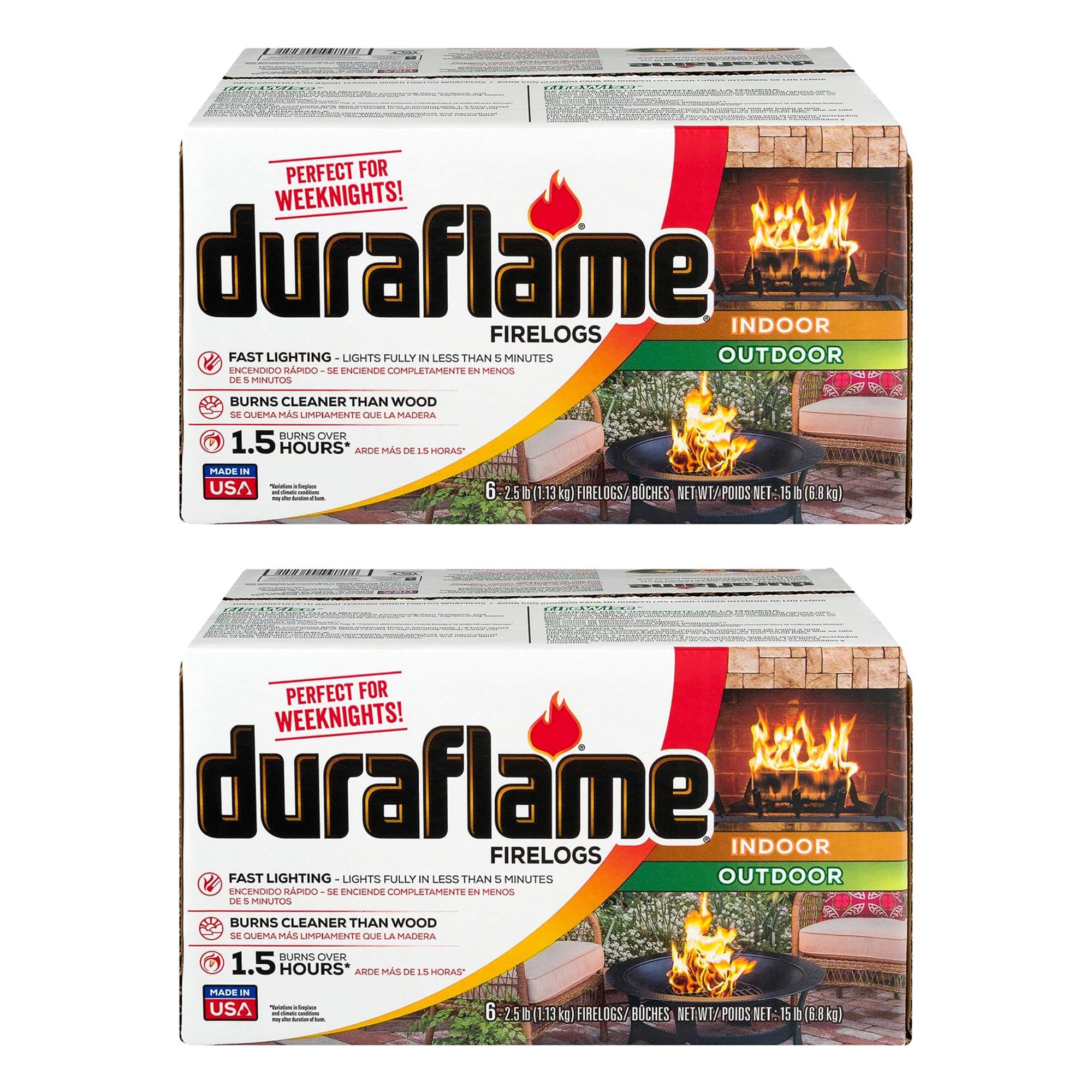 Duraflame 2.5 lbs Indoor Outdoor Fireplace Pit Firelog 3 Hr Burn Time (12 Pack) - Smart-nests