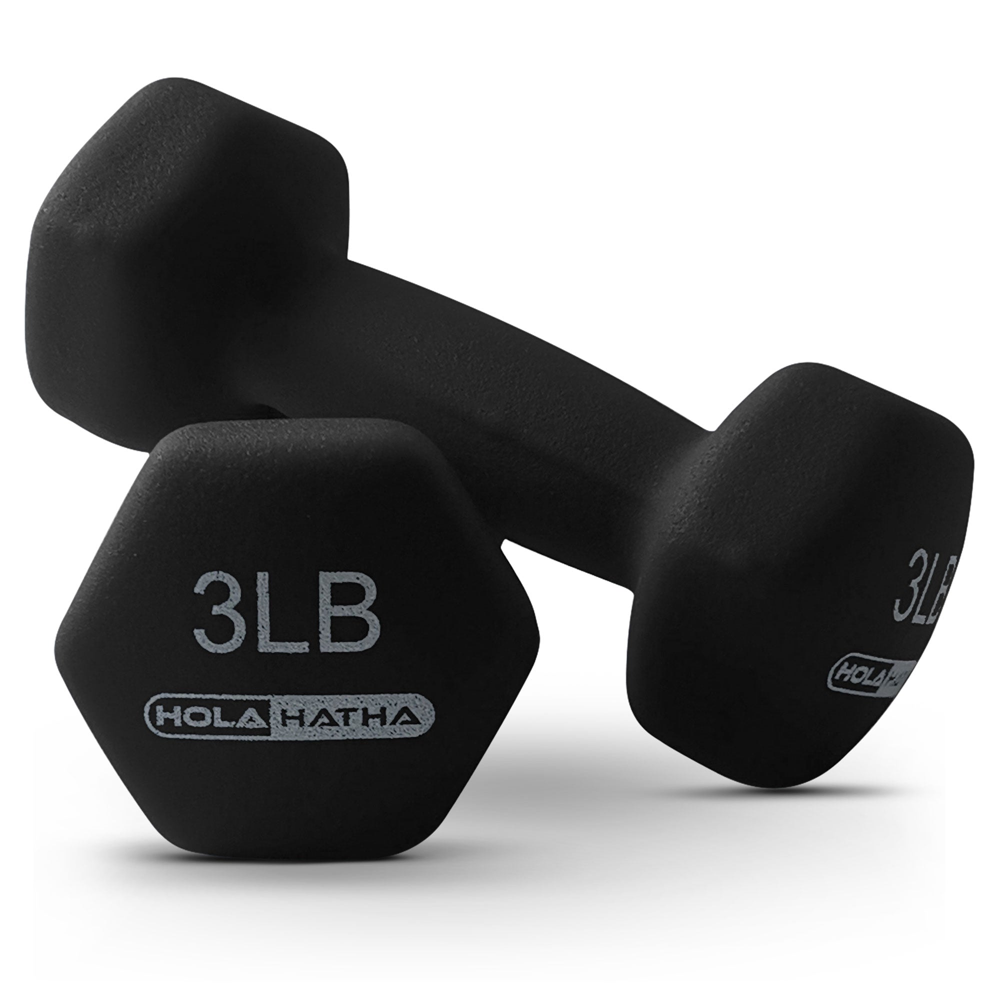 HolaHatha 3, 5 & 8 Pound Hex Dumbbell Hand Weight Set with Storage Rack, Black - Smart-nests