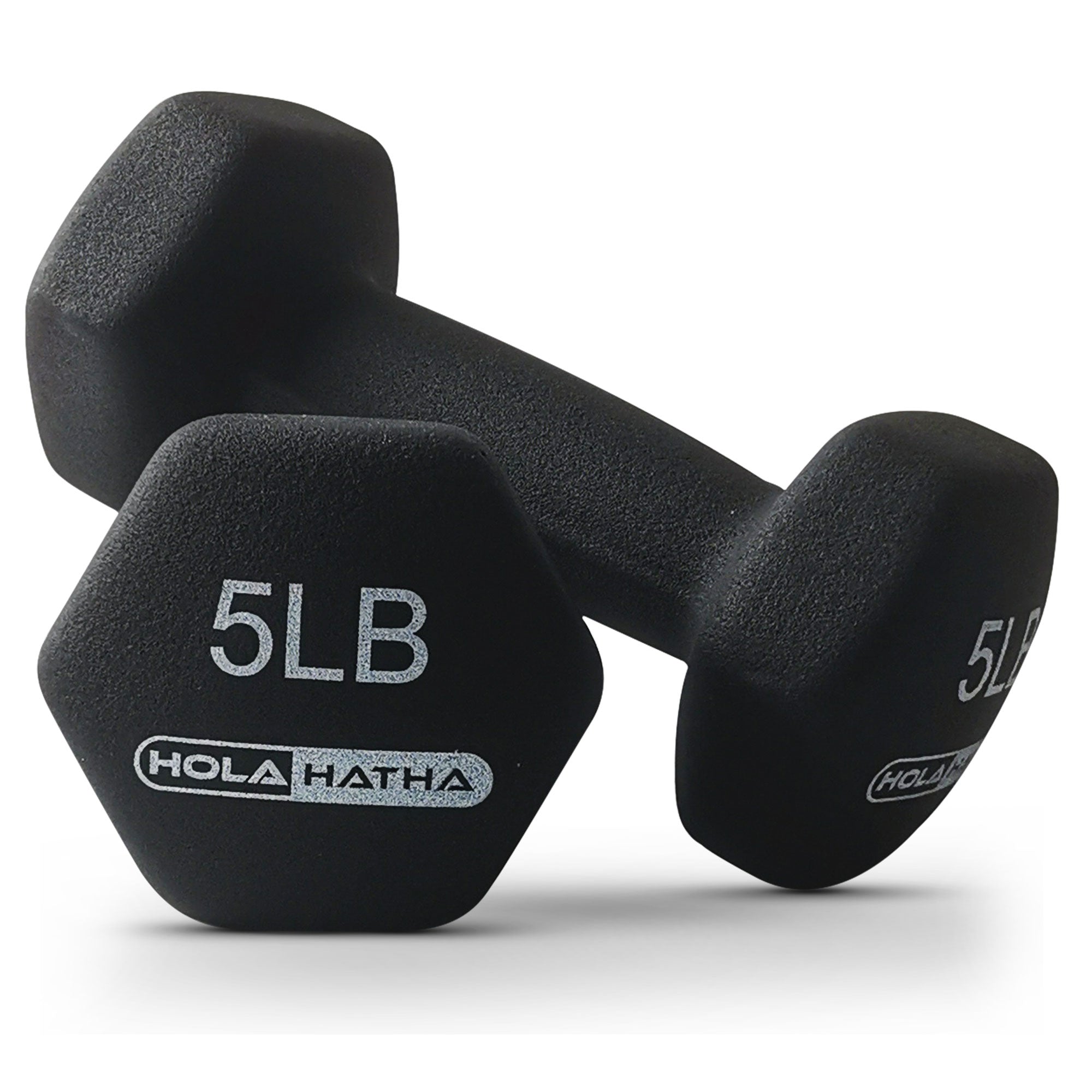 HolaHatha 3, 5 & 8 Pound Hex Dumbbell Hand Weight Set with Storage Rack, Black - Smart-nests