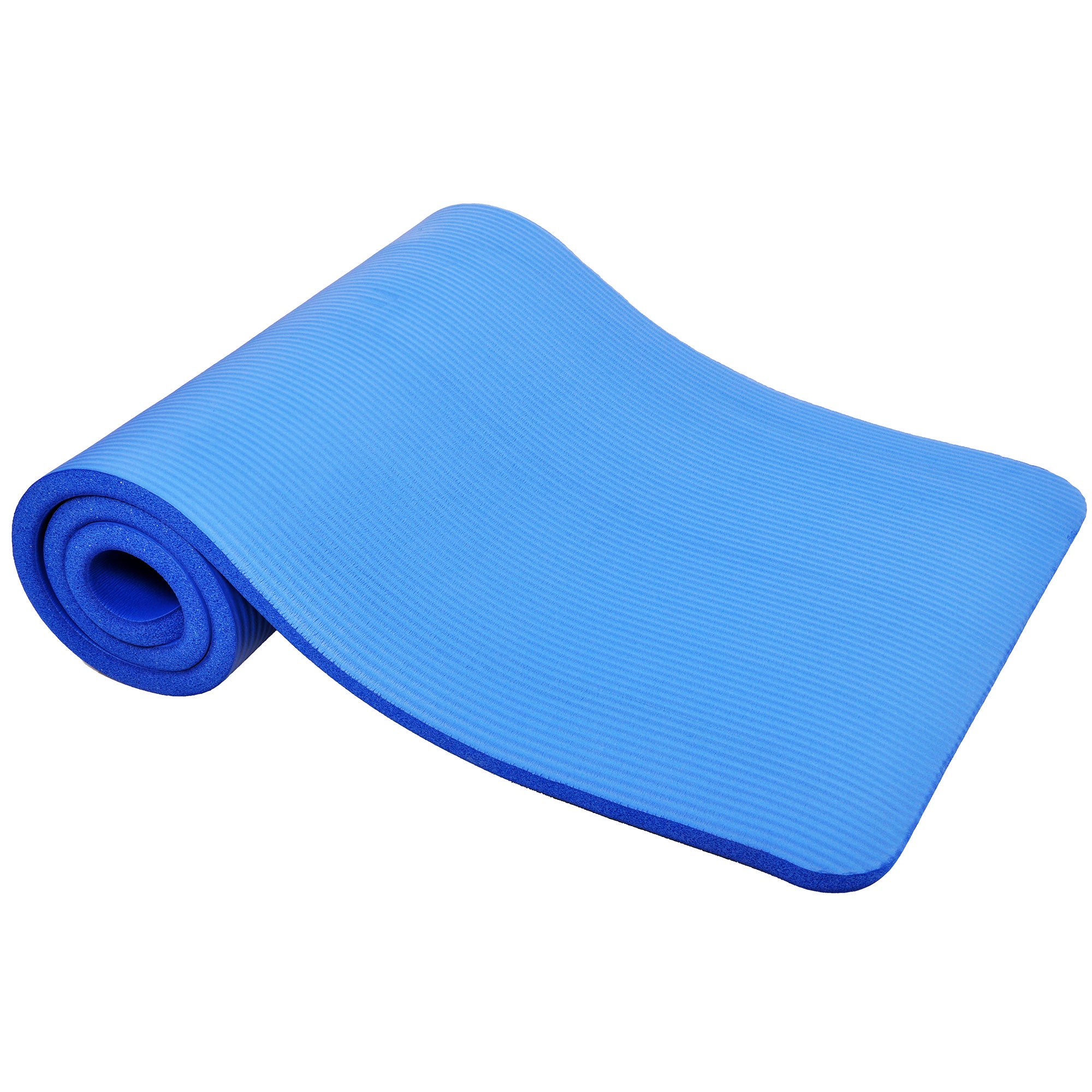 Signature Fitness 1" Extra Thick Exercise Fitness Yoga Mat w/ Carry Strap, Blue - Smart-nests