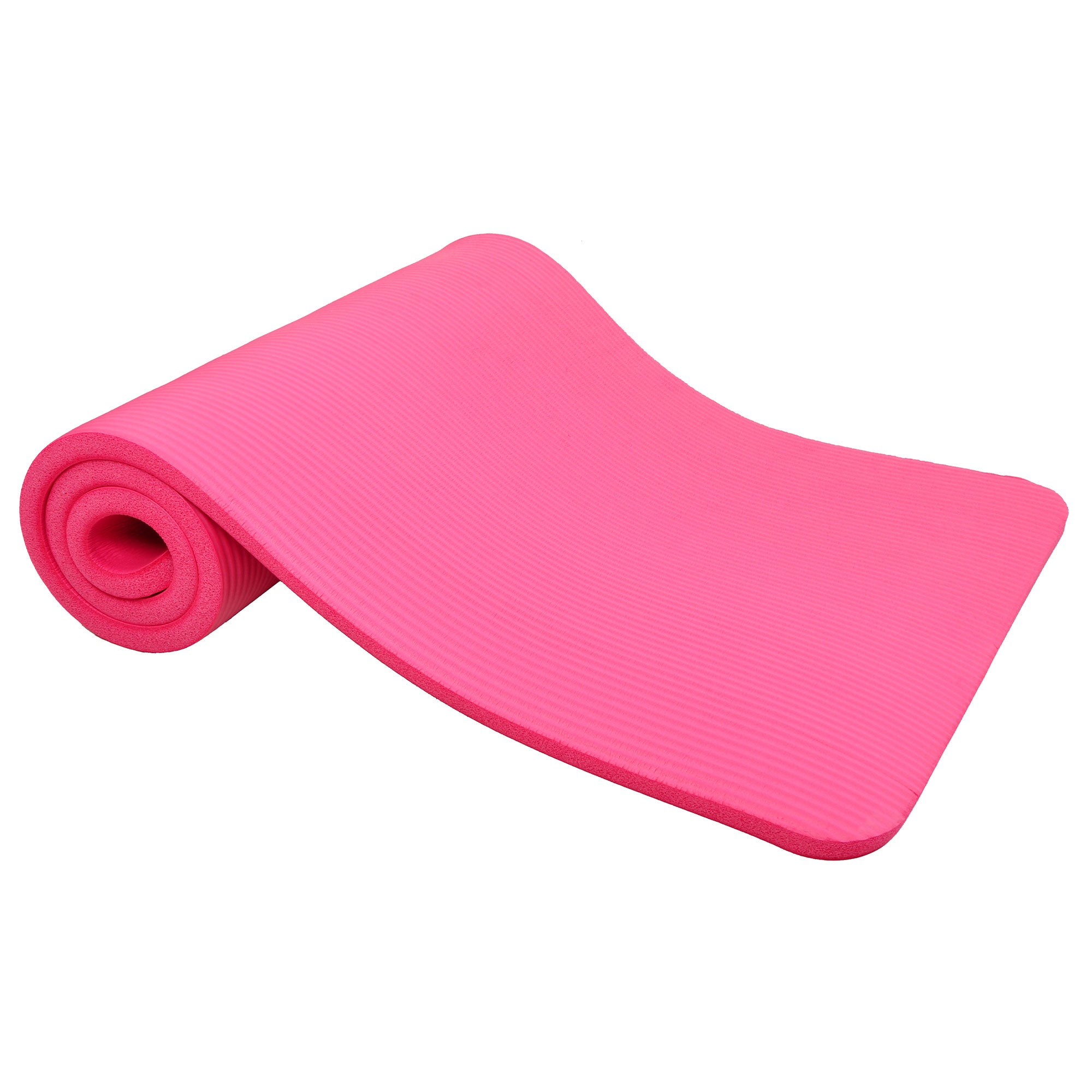 Signature Fitness 1" Extra Thick Exercise Fitness Yoga Mat w/ Carry Strap, Pink - Smart-nests