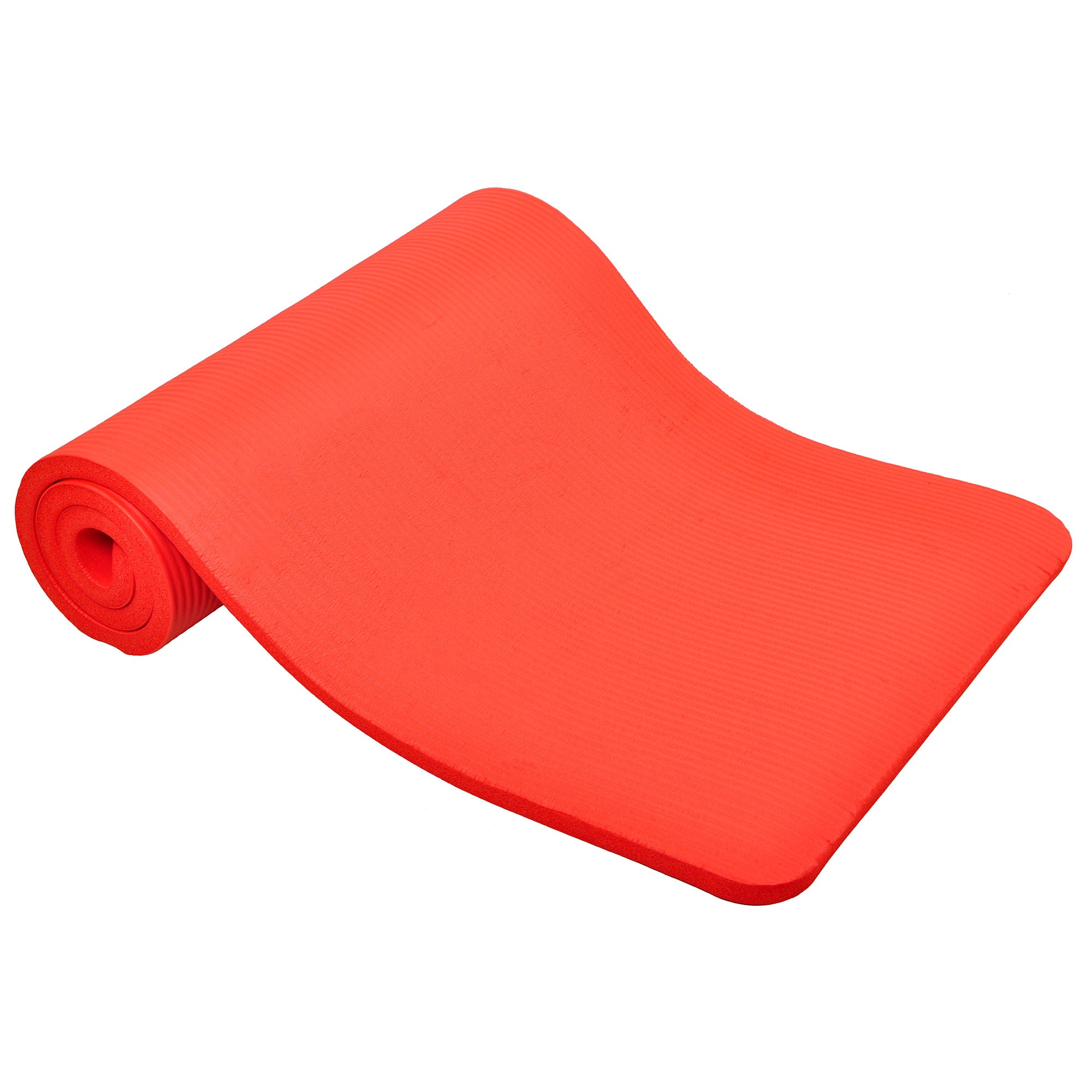 Signature Fitness 1" Extra Thick Exercise Fitness Yoga Mat w/ Carry Strap, Red - Smart-nests