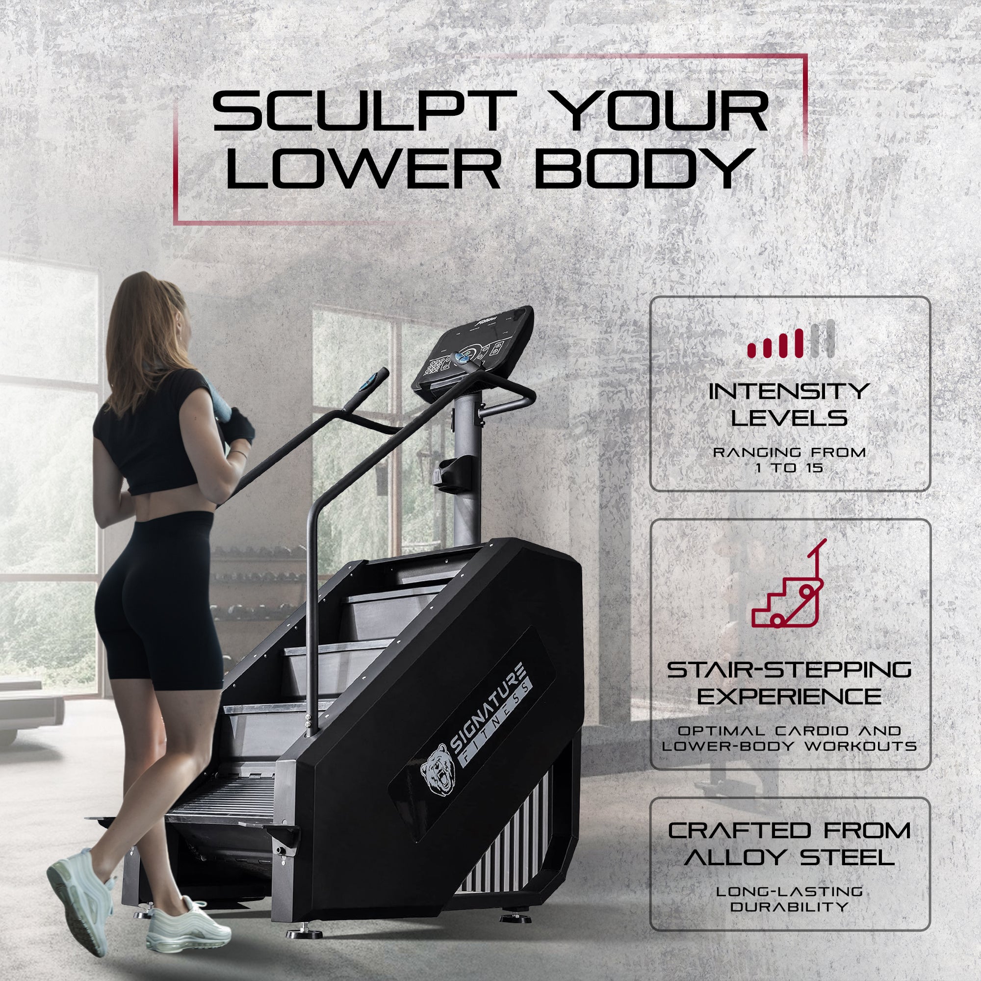 Signature Fitness Continuous Climber for Cardio and Lower Body Workouts, White - Smart-nests