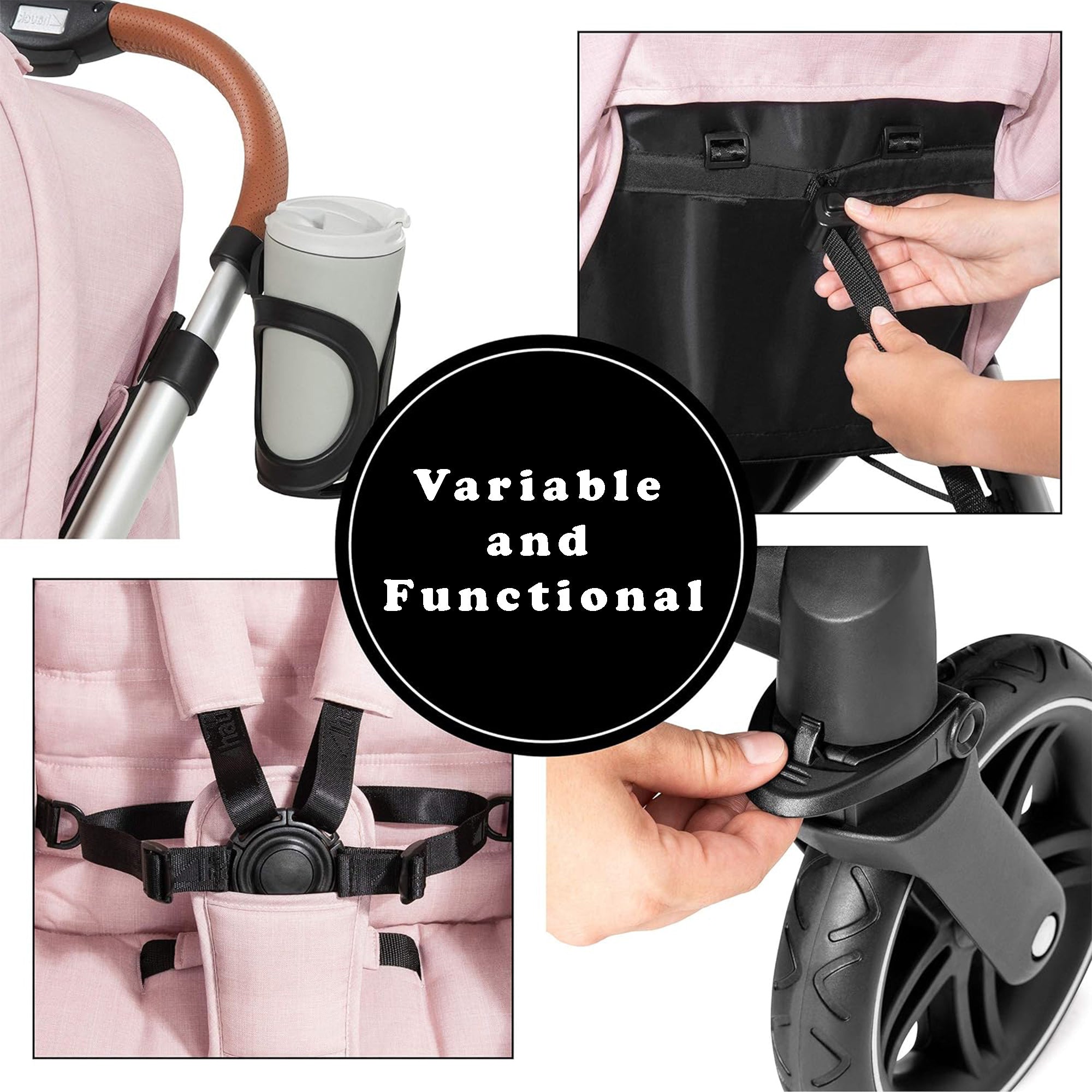 hauck Uptown Deluxe Folding Stroller with Cup Holder and Canopy, Melange Rose - Smart-nests