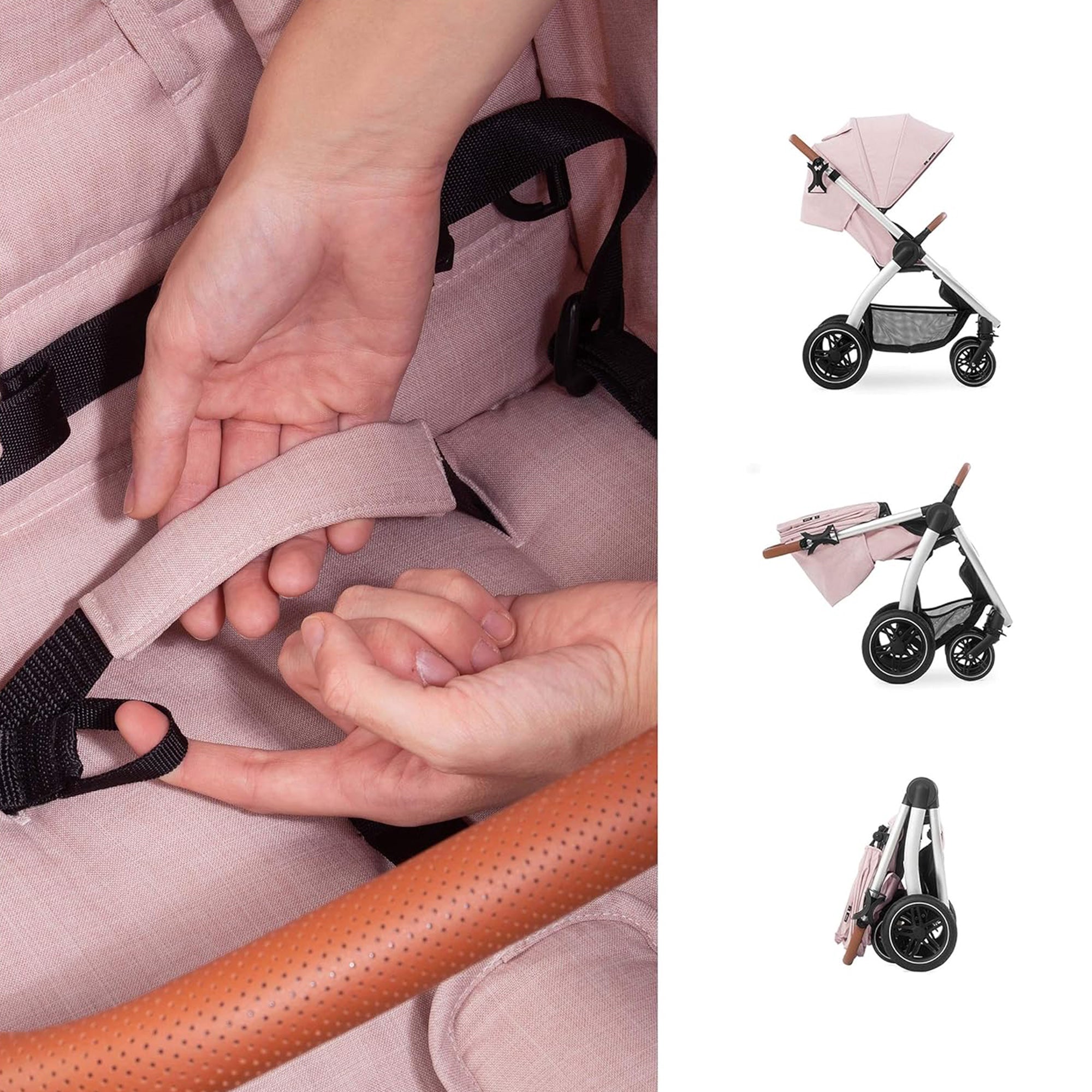hauck Uptown Deluxe Folding Stroller with Cup Holder and Canopy, Melange Rose - Smart-nests