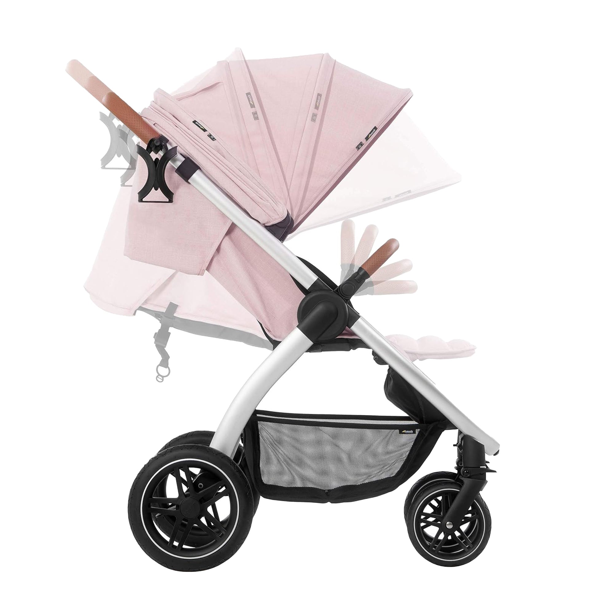 hauck Uptown Deluxe Folding Stroller with Cup Holder and Canopy, Melange Rose - Smart-nests
