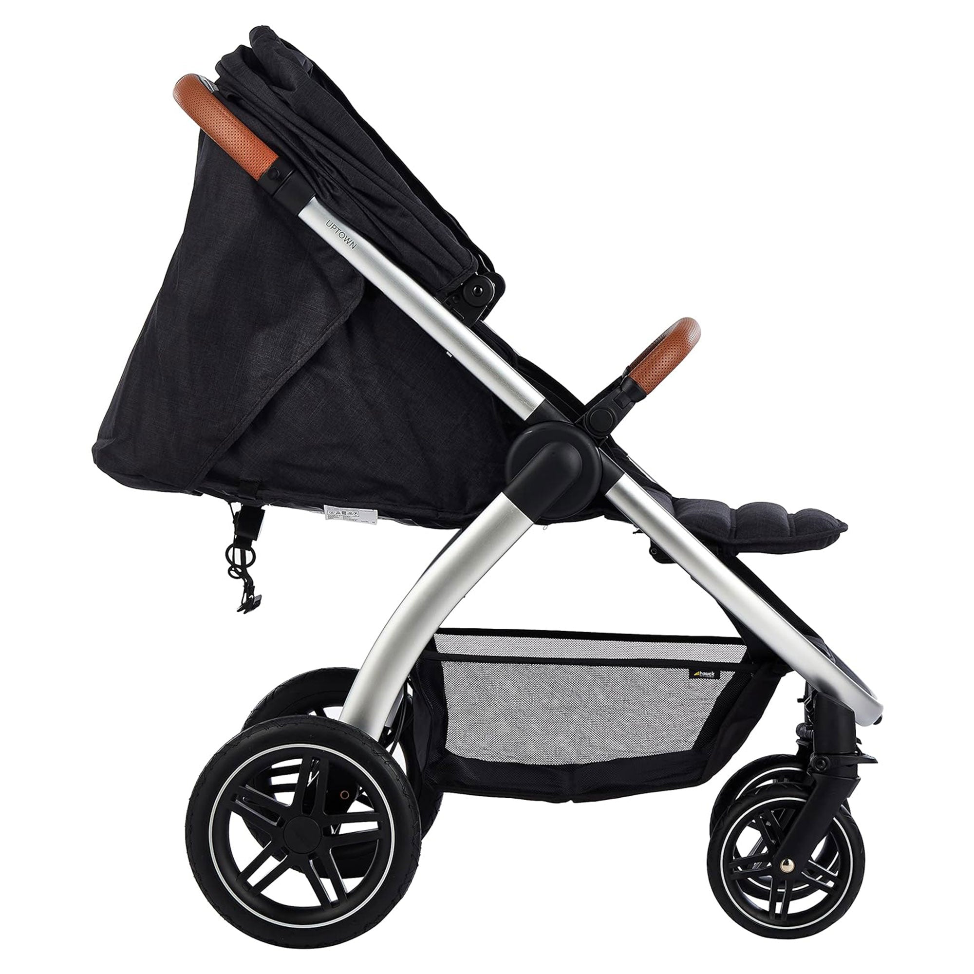 hauck Uptown Deluxe Folding Stroller with Cup Holder and Canopy, Melange Black - Smart-nests