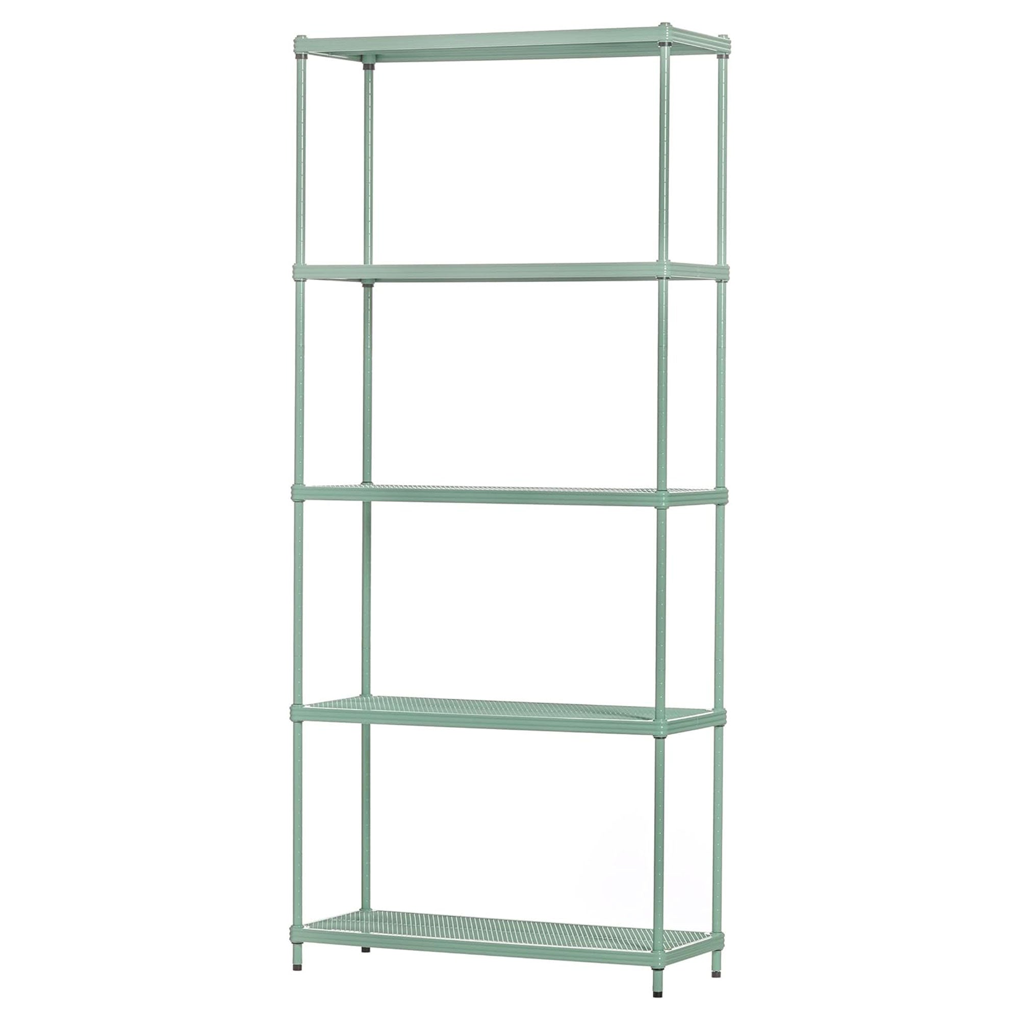 Design Ideas MeshWorks 5 Tier Metal Storage Shelving Unit Rack Bookshelf, Green - Smart-nests