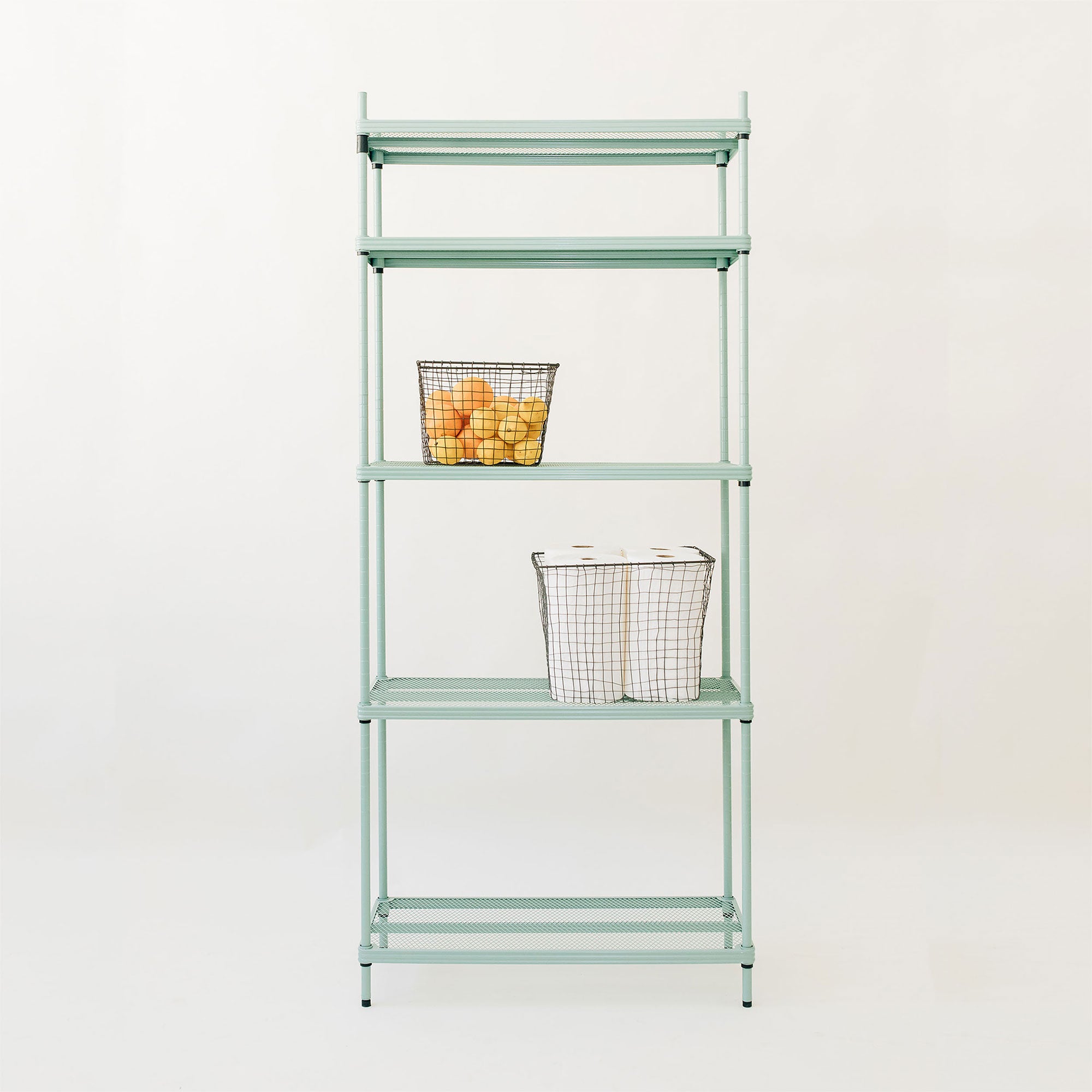 Design Ideas MeshWorks 5 Tier Metal Storage Shelving Unit Rack Bookshelf, Green - Smart-nests
