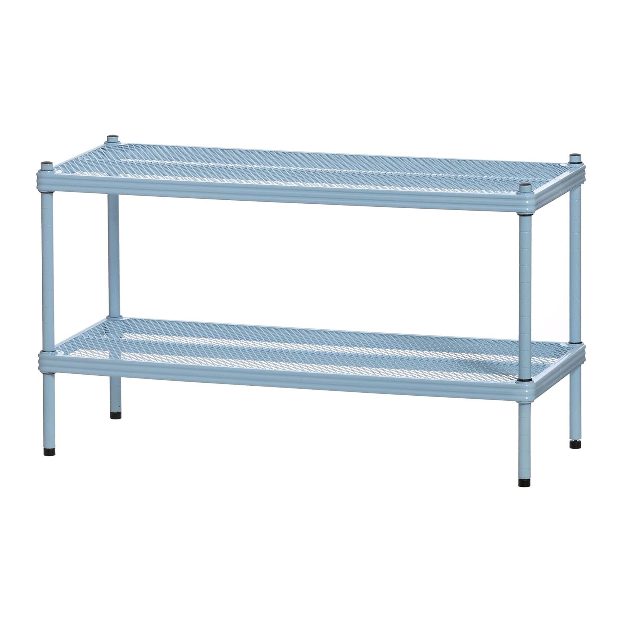 Design Ideas MeshWorks 2 Tier Full Metal Storage Shelving Unit Rack, Sky Blue - Smart-nests