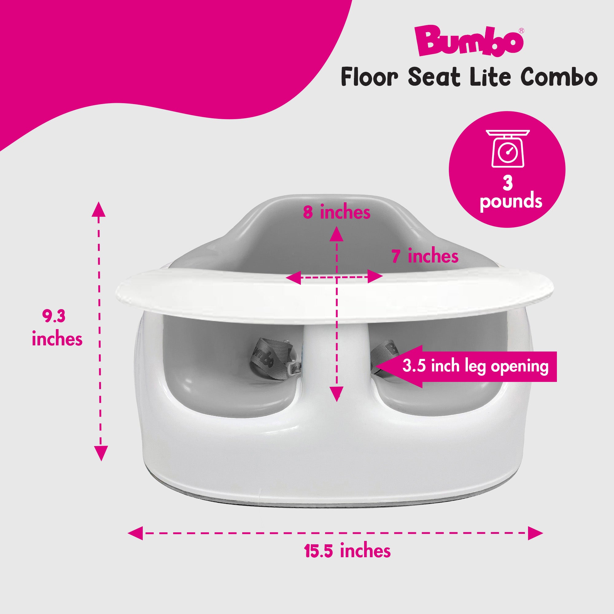 Bumbo Floor Seat LITE Combo with Detachable Feeding Playtime Tray Accessory - Smart-nests