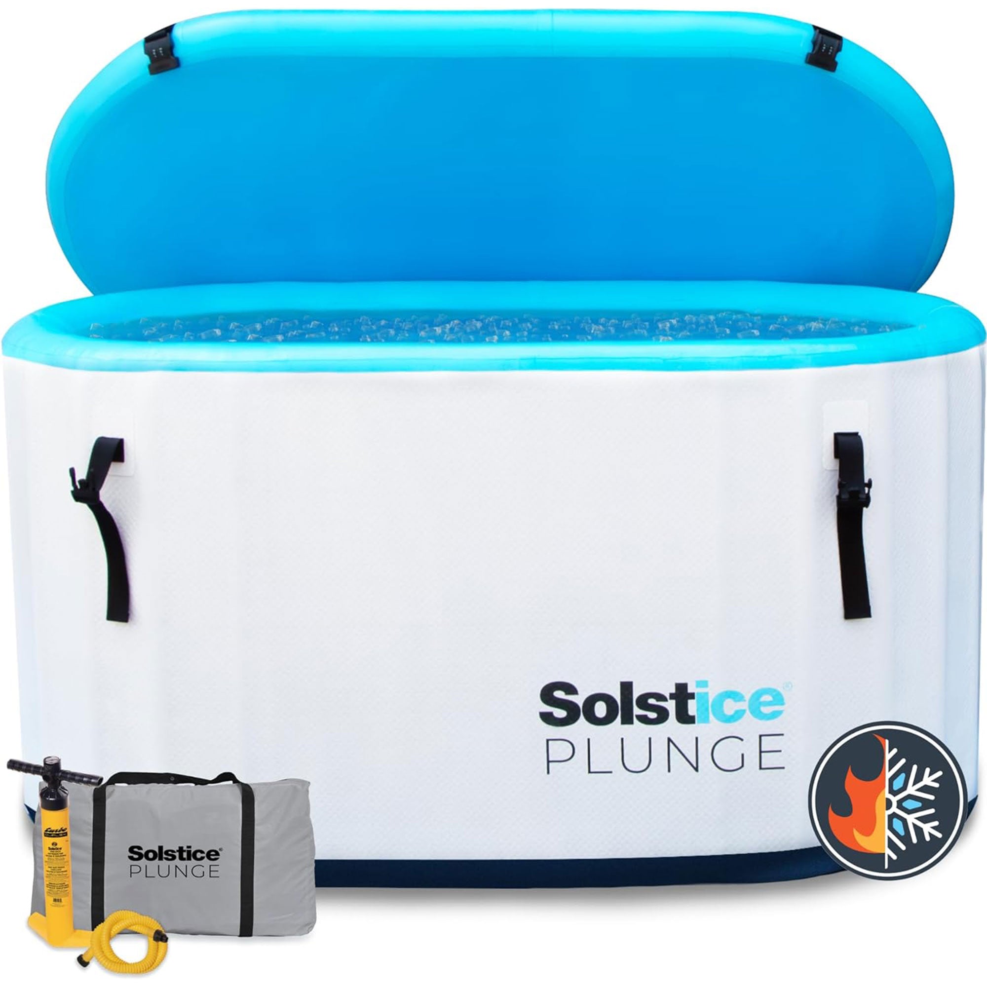 Solstice Plunge 100 Gallon Inflatable Insulated Ice Bath Tub with Lid, White - Smart-nests