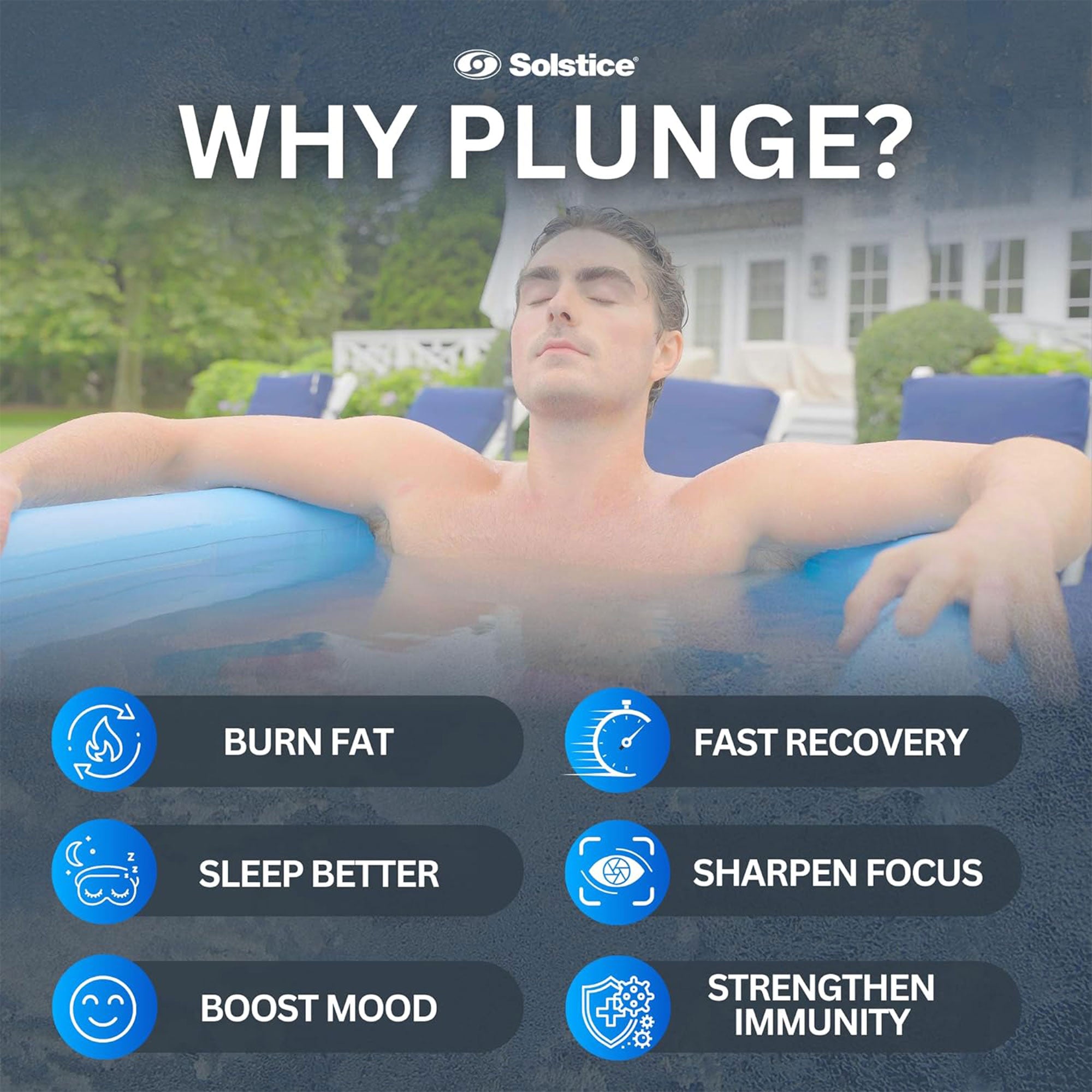 Solstice Plunge 100 Gallon Inflatable Insulated Ice Bath Tub with Lid, White - Smart-nests