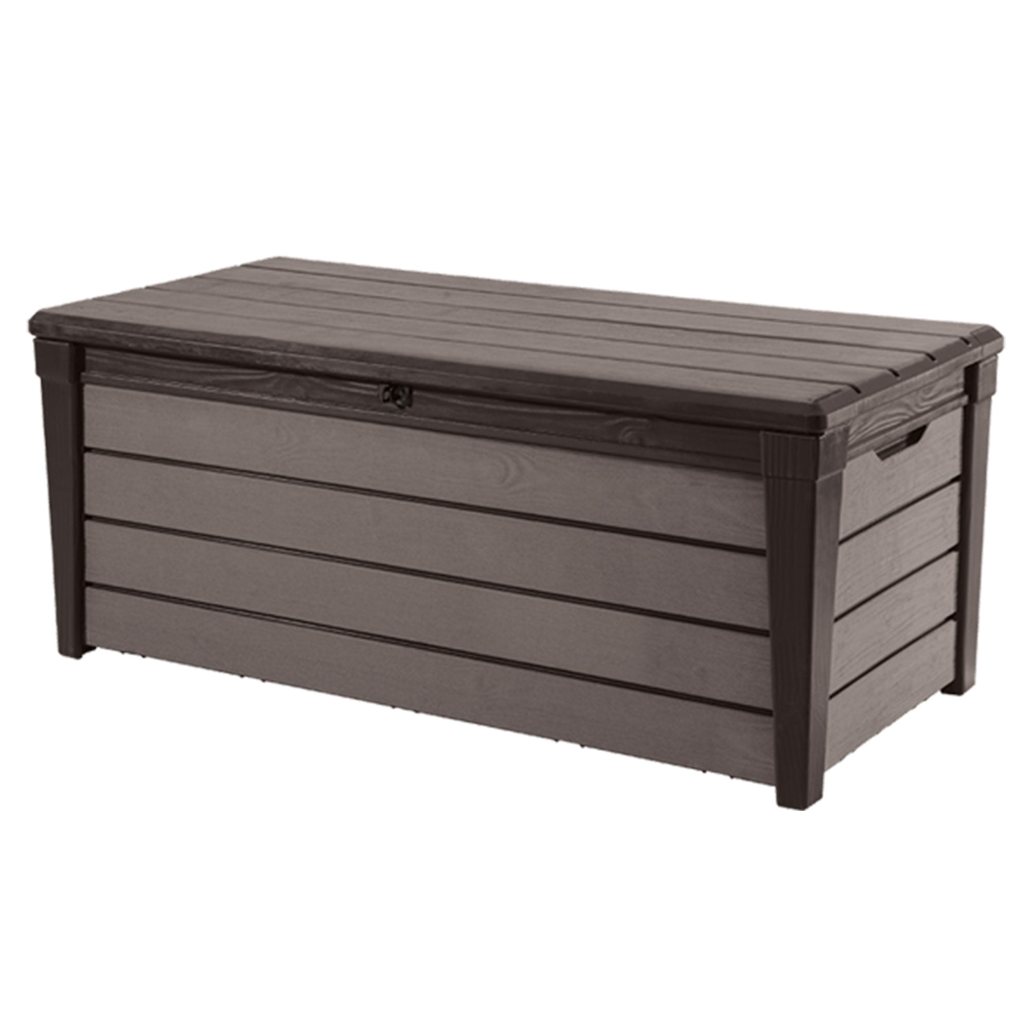 Keter Brushwood 120 Gallon Resin Outdoor Deck Storage Box for Yard Tools, Brown - Smart-nests