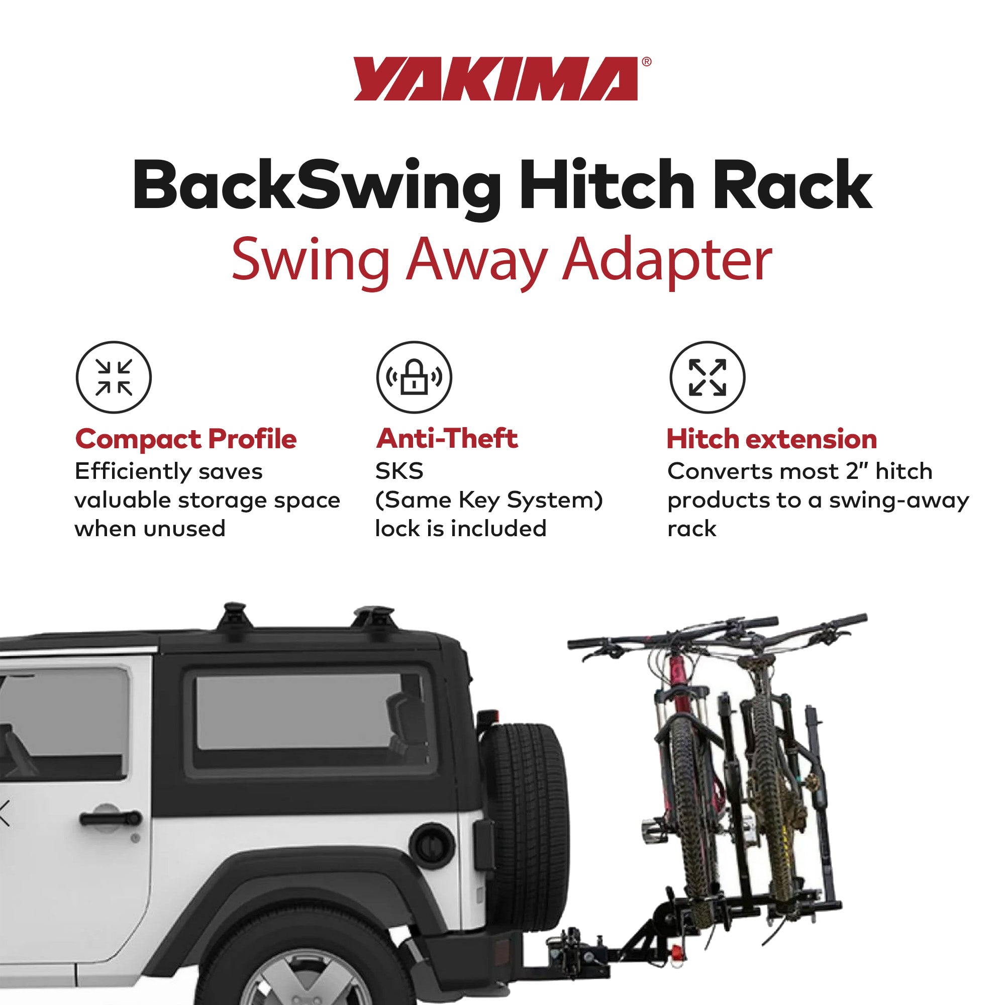 Yakima BackSwing Hitch Rack Swing Away Adapter, Compatible w/HoldUp EVO, Black