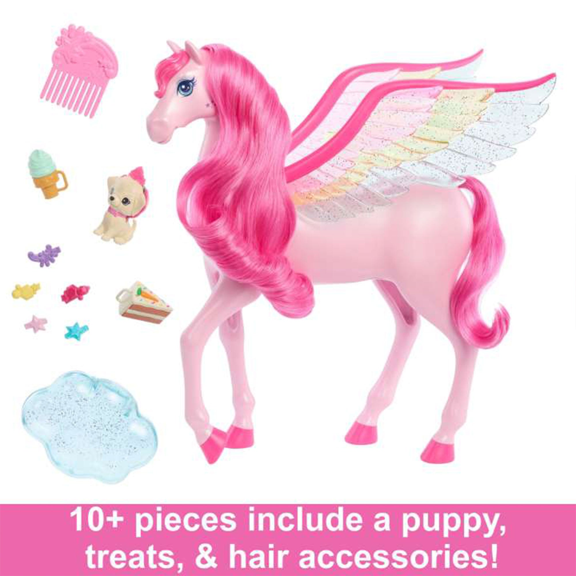 Barbie A Touch of Magic Pegasus Winged Horse and Puppy Toy and Accessories, Pink - Smart-nests