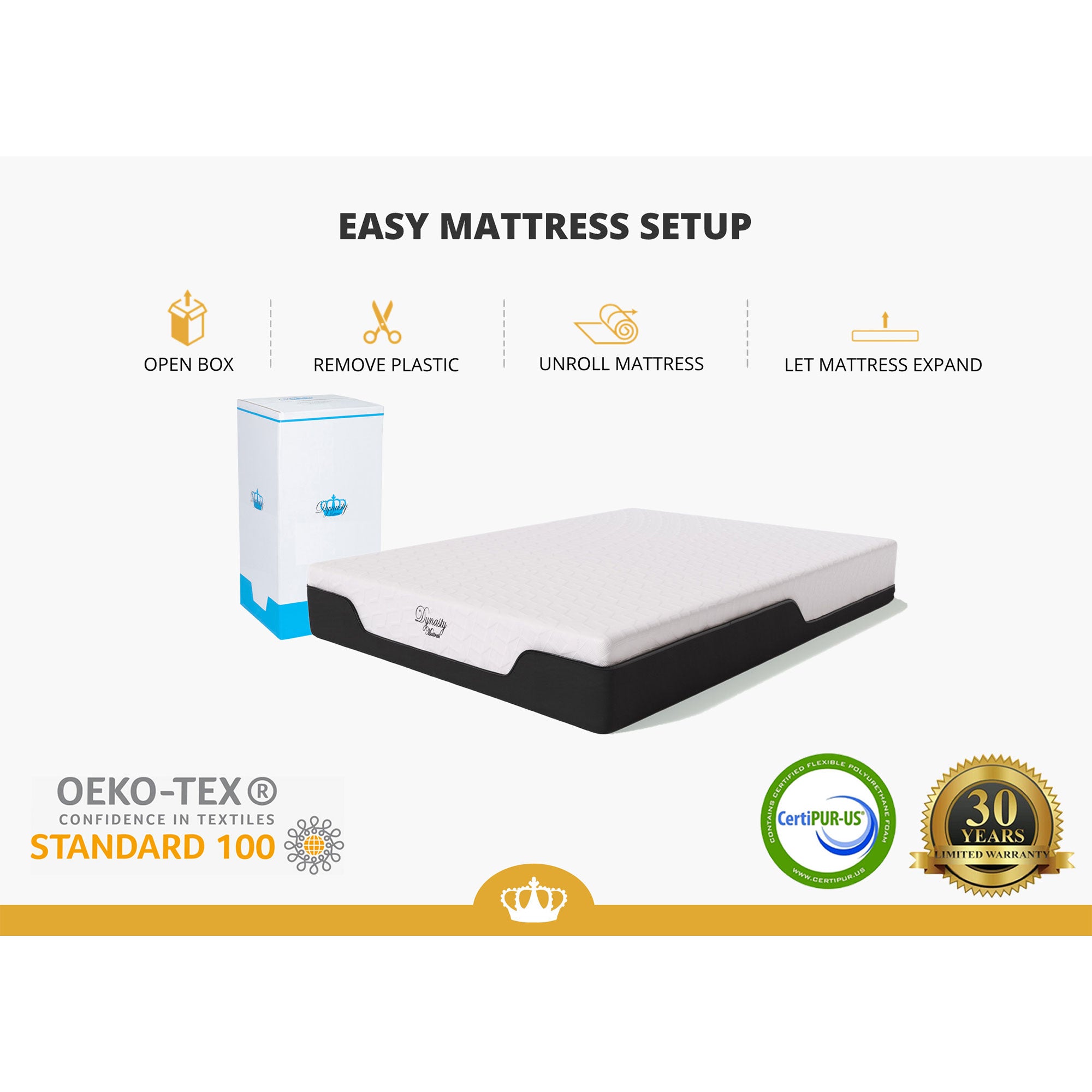 Dynasty Mattress 10 Inch CoolBreeze Gel Memory Foam Mattress with Cover, King - Smart-nests