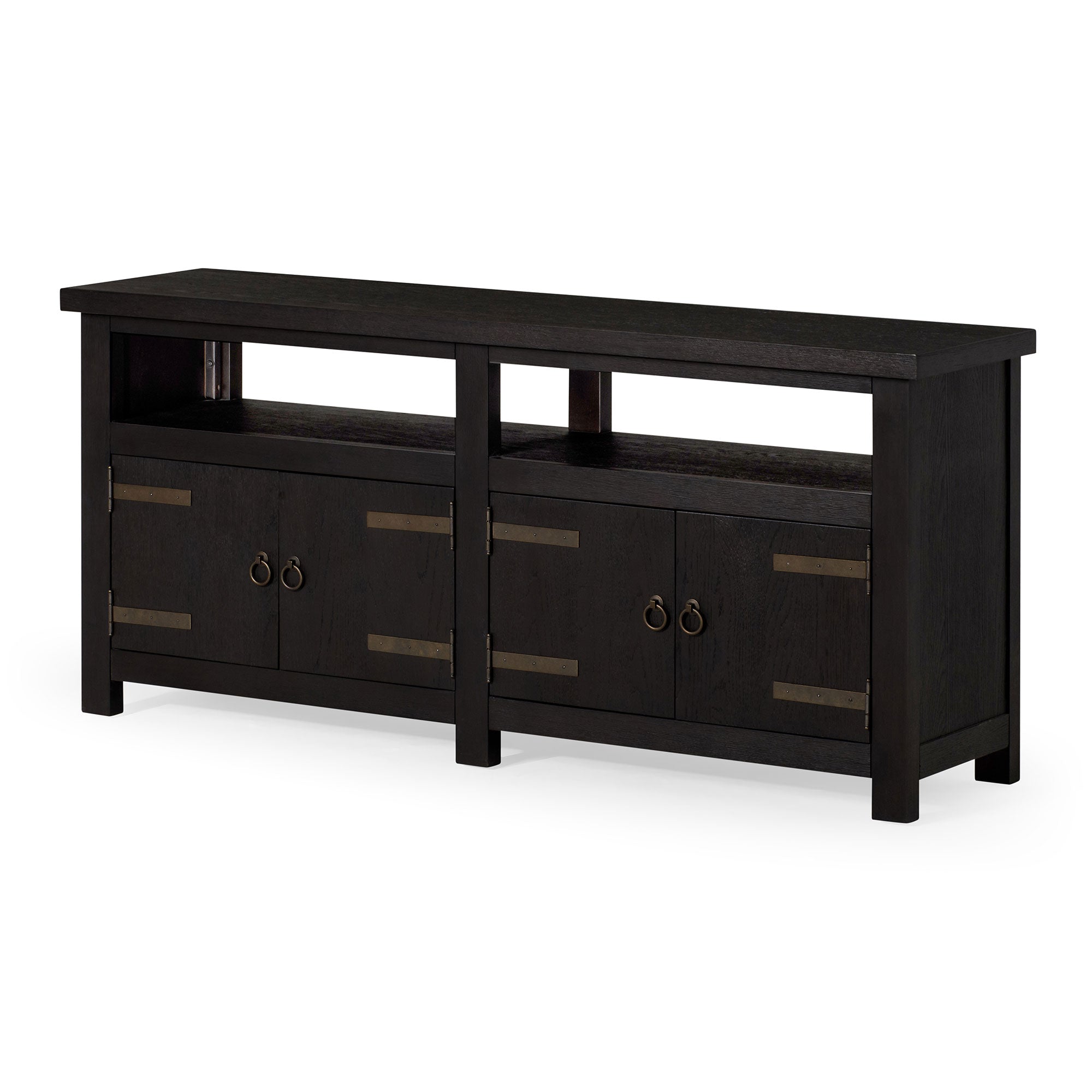Maven Lane Luca Rustic Wooden Media Unit in Weathered Black Finish - Smart-nests