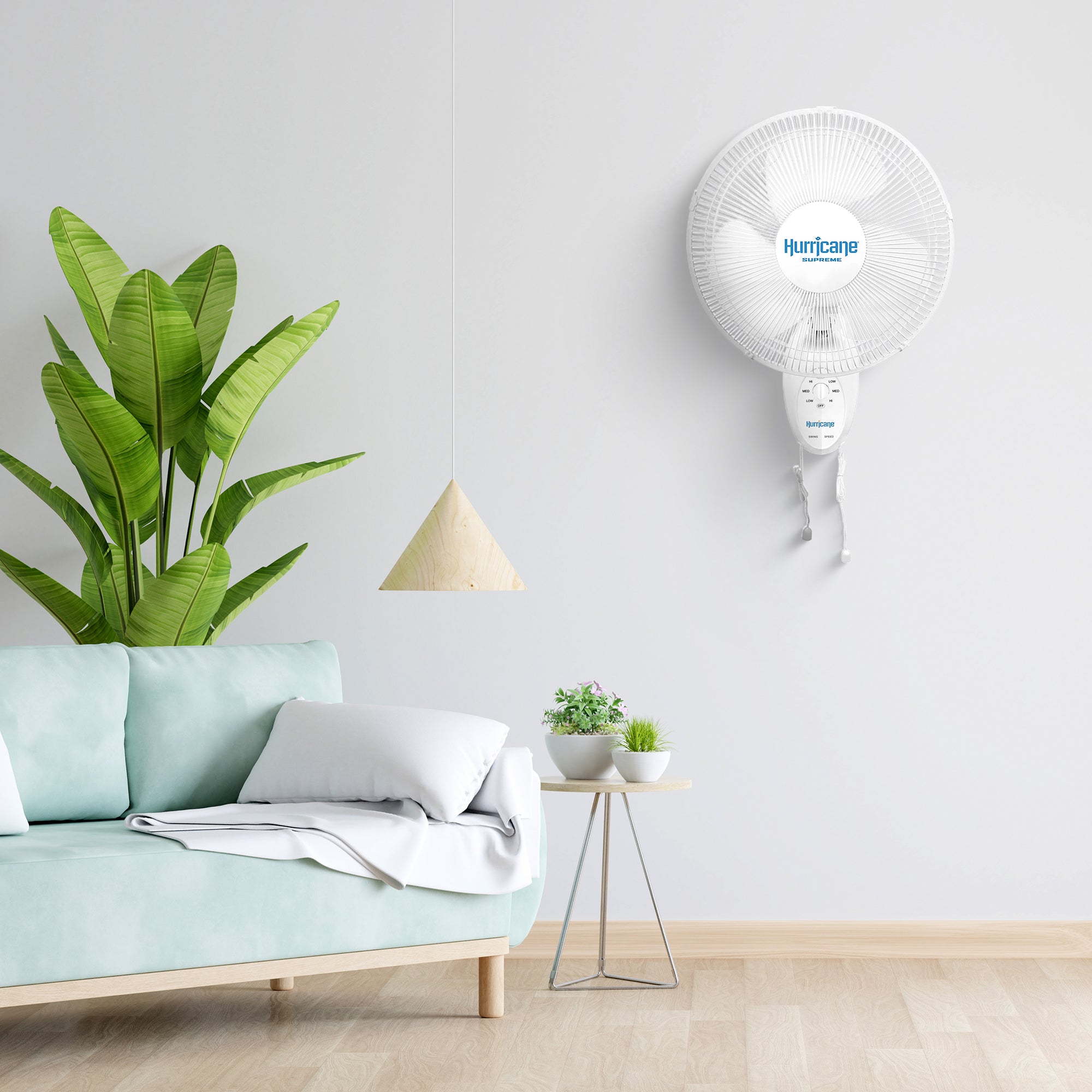 Hurricane Supreme 12" Oscillating 3 Speed Portable WallMount Fan White(Open Box)