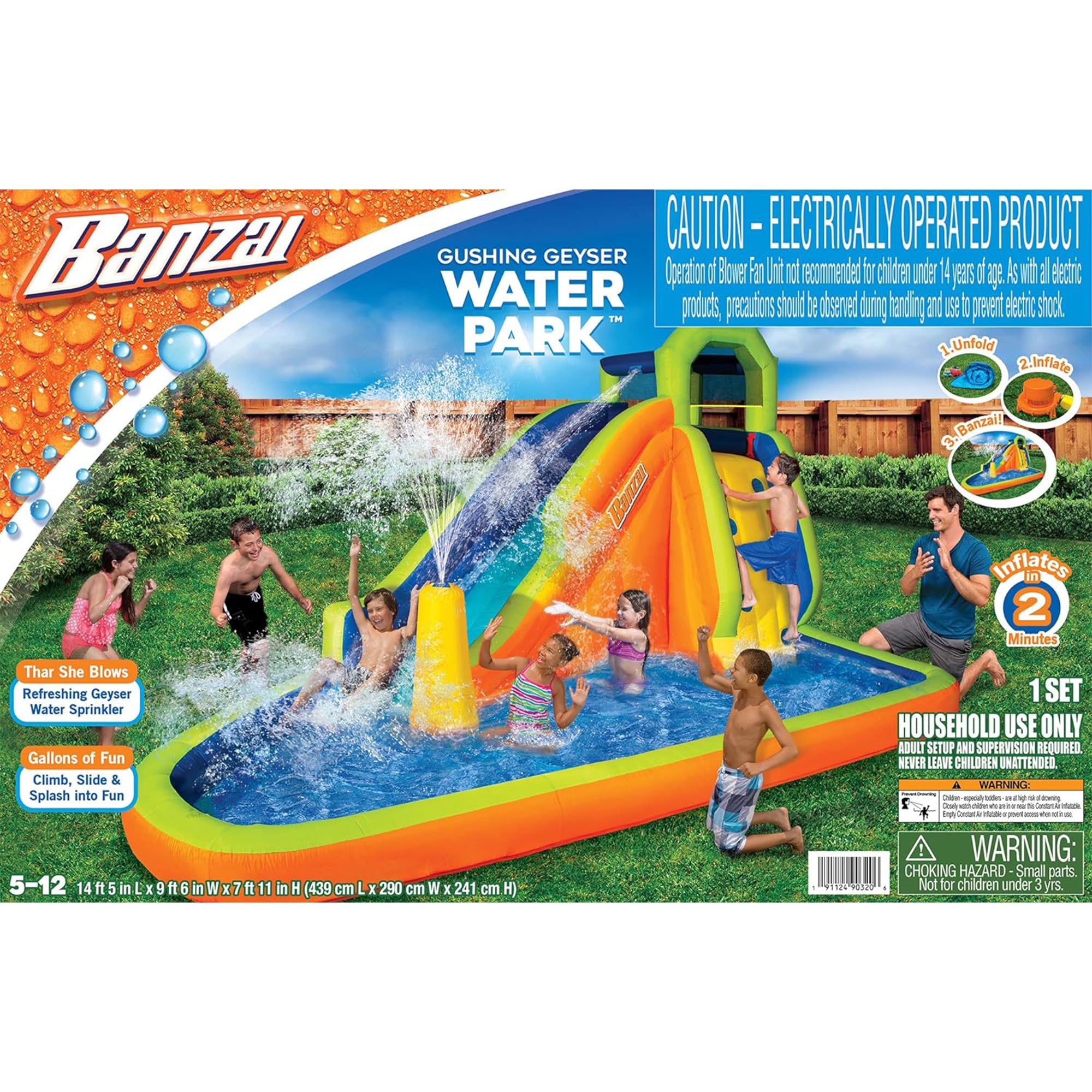Banzai Gushing Geyser Water-Spraying Inflatable Pool Water Park Set, Multicolor - Smart-nests