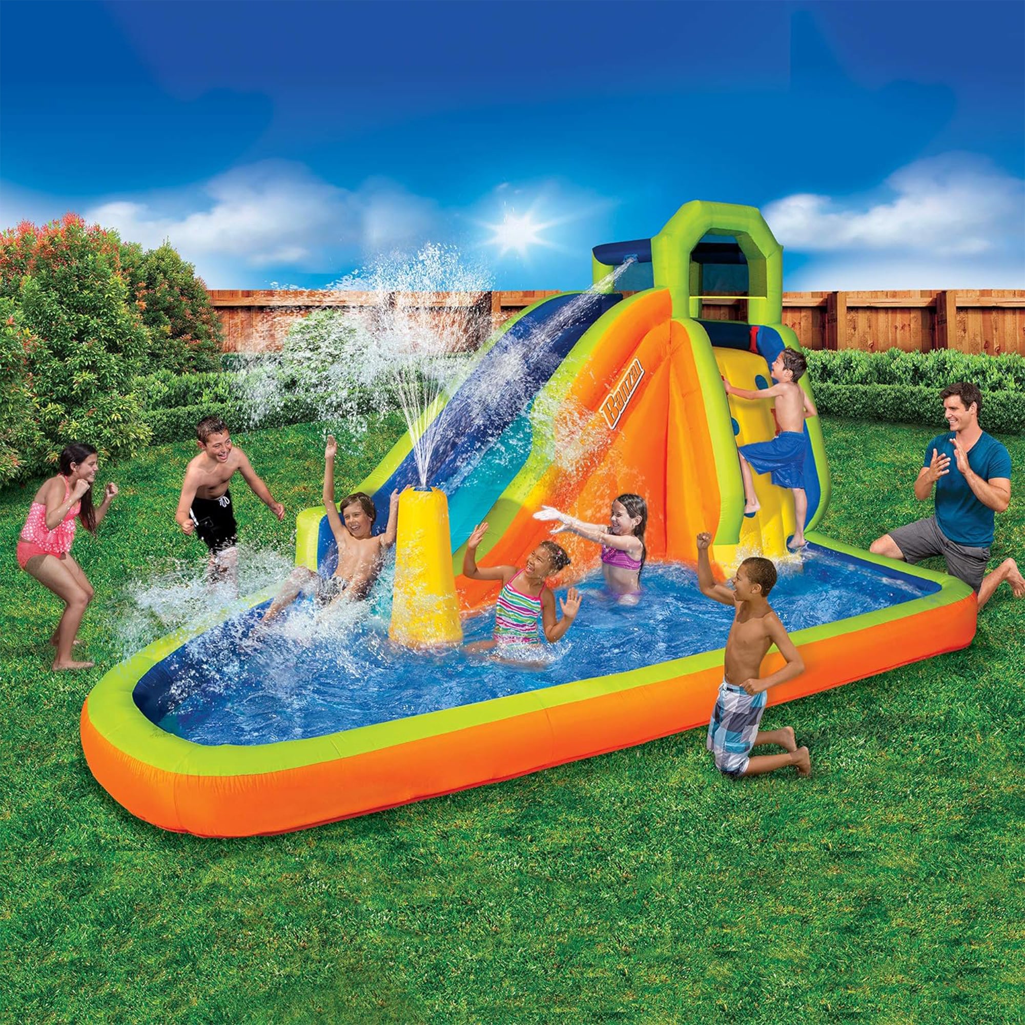 Banzai Gushing Geyser Water-Spraying Inflatable Pool Water Park Set, Multicolor - Smart-nests