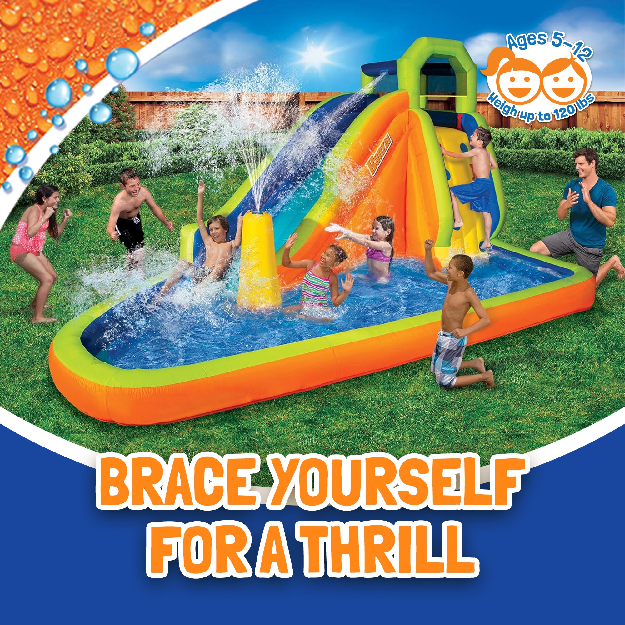 Banzai Gushing Geyser Water-Spraying Inflatable Pool Water Park Set, Multicolor - Smart-nests