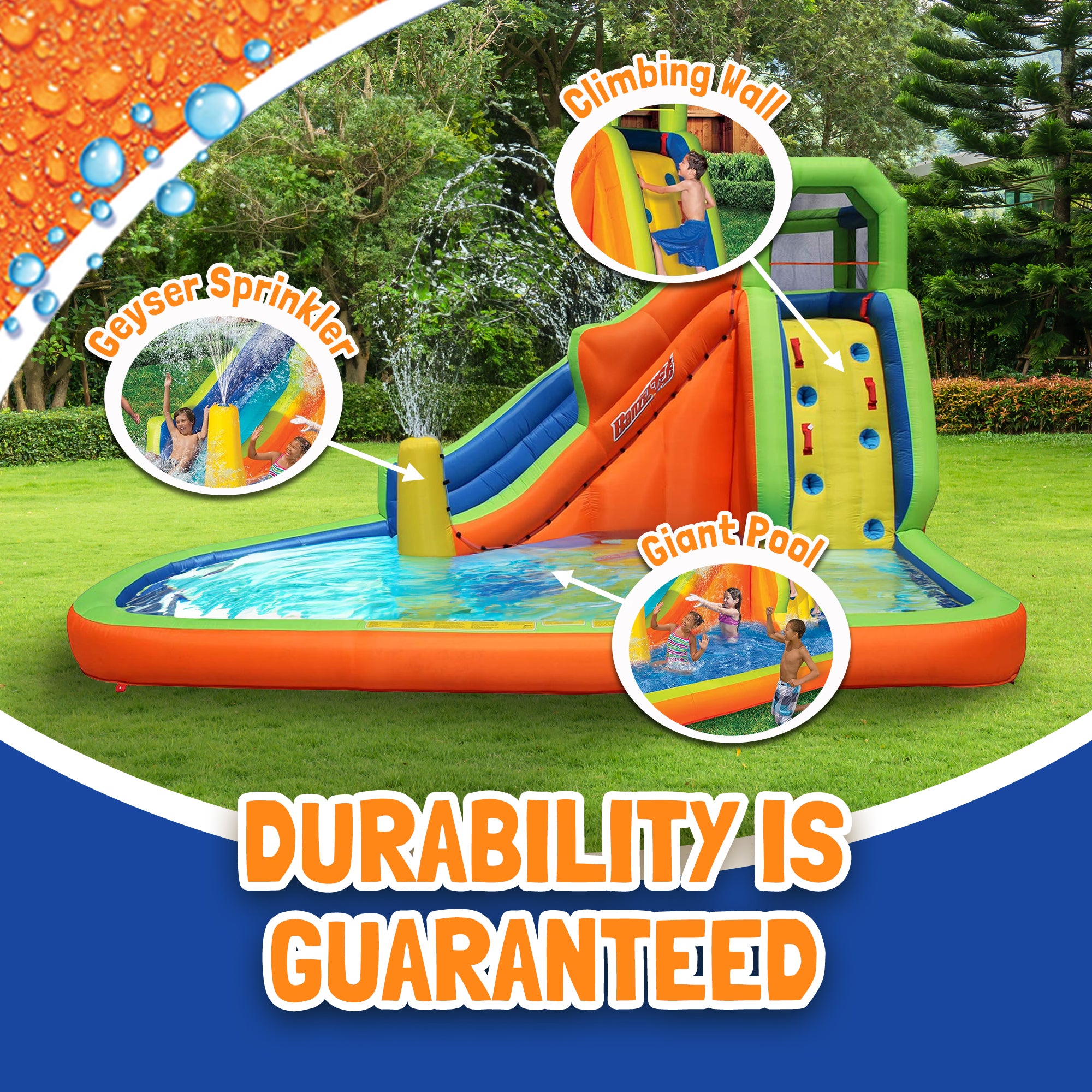 Banzai Gushing Geyser Water-Spraying Inflatable Pool Water Park Set, Multicolor - Smart-nests