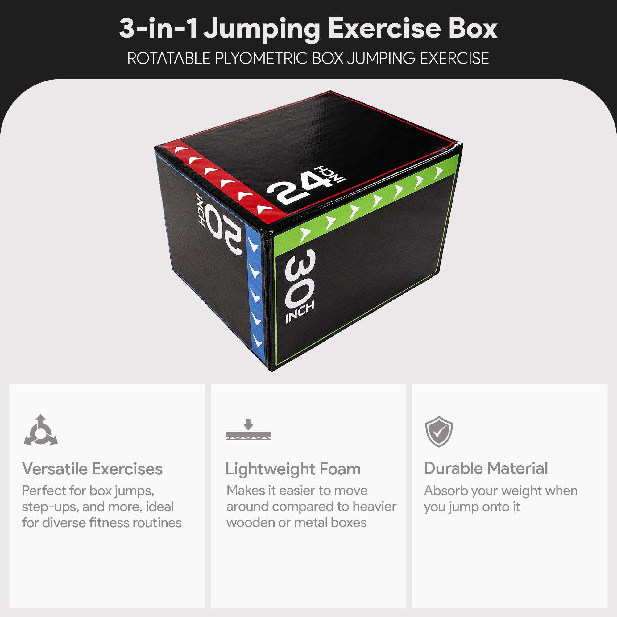 BalanceFrom Fitness 16 Pound Versatile 3 in 1 Plyometric Jumping Exercise Box - Smart-nests