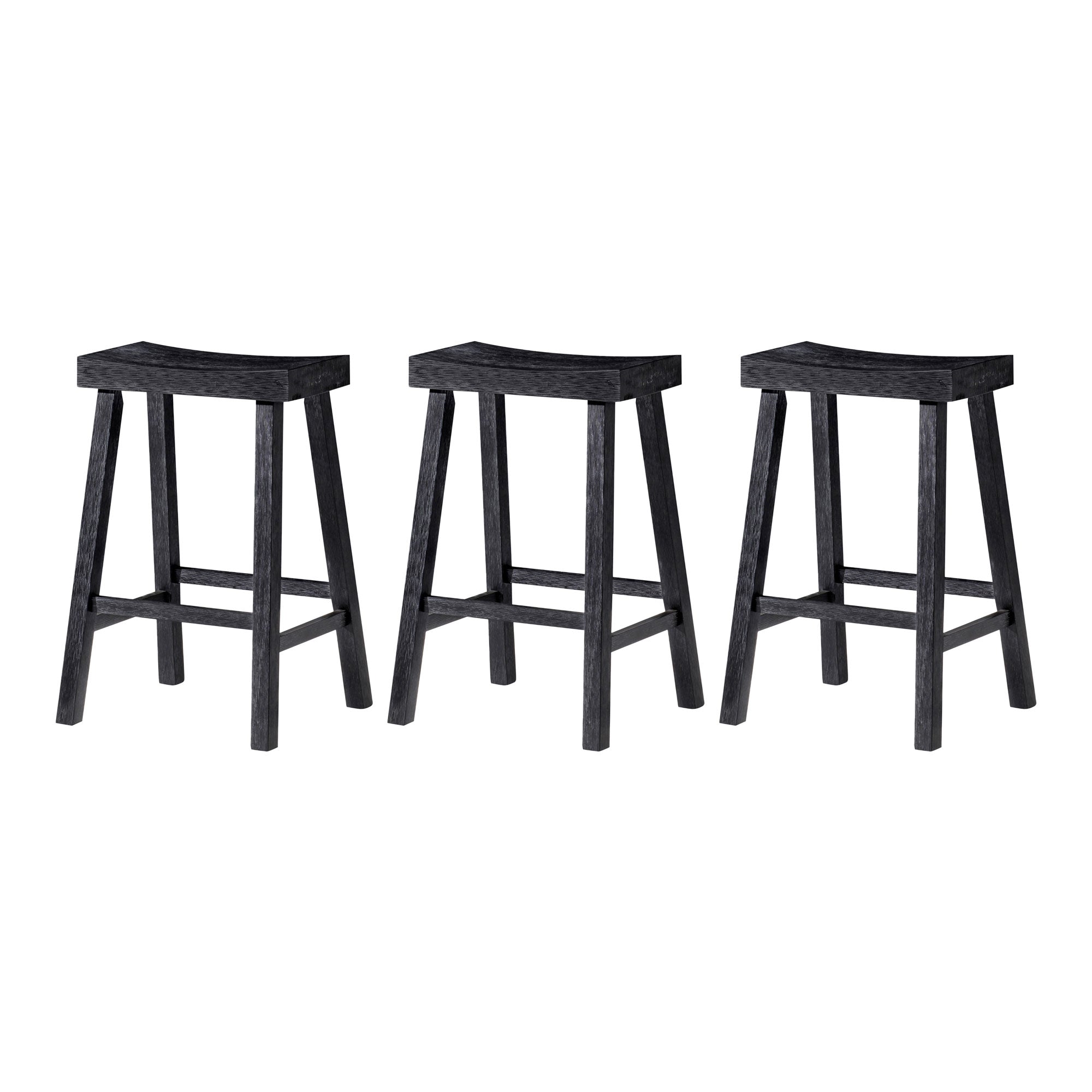 Maven Lane Vincent Wooden Rustic Aesthetic Kitchen Counter Stool, Set of 3 - Smart-nests