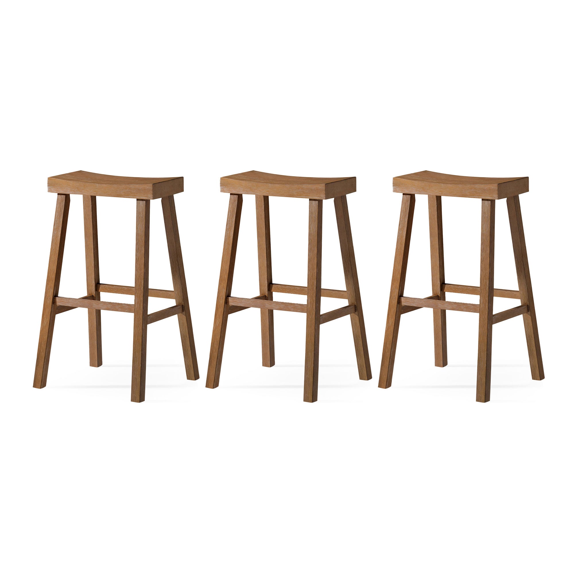 Maven Lane Vincent Wooden Rustic Aesthetic Kitchen Bar Stool, Set of 3 - Smart-nests