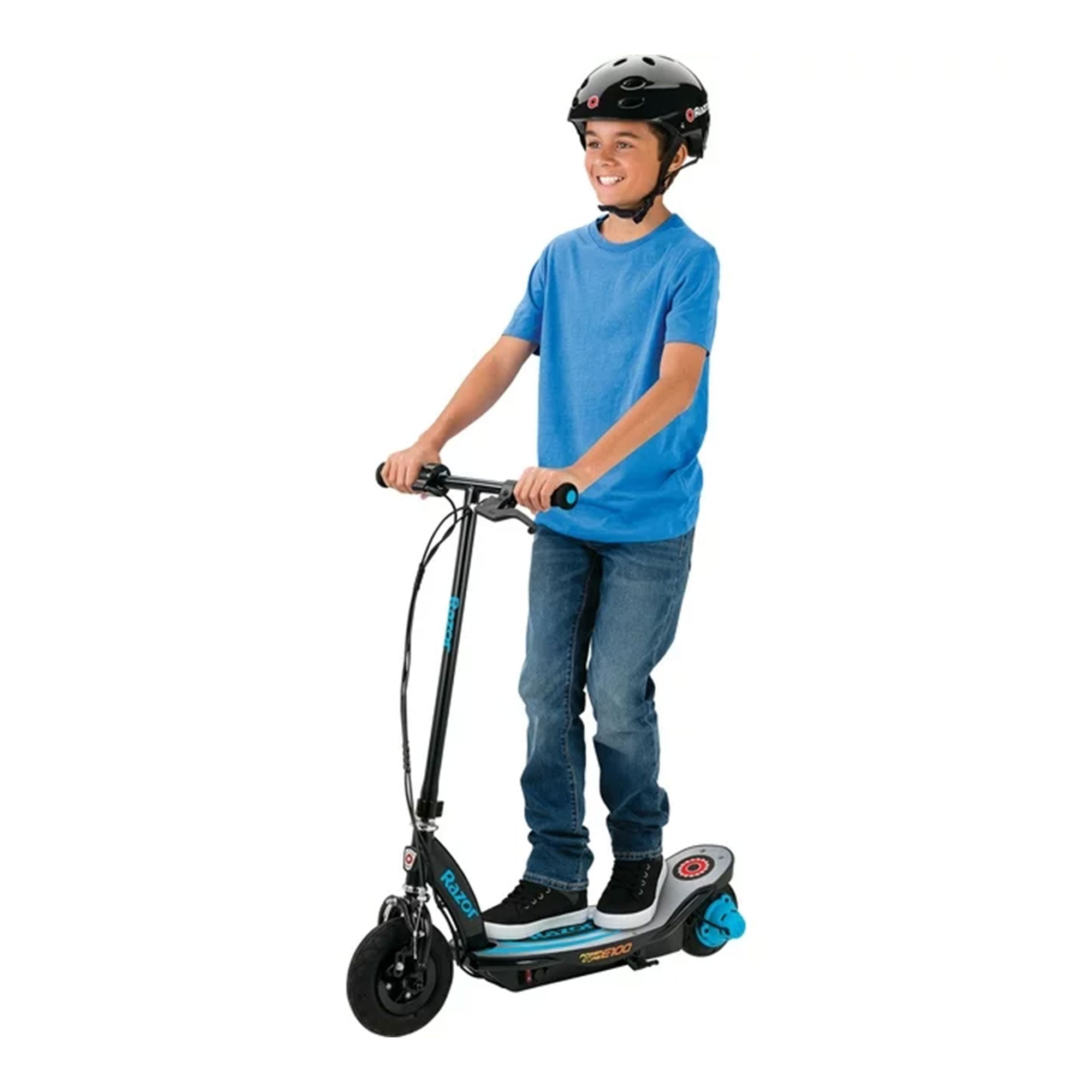 Razor Power Core E100 Electric Scooter with Aluminum Deck and Hand Brake, Blue - Smart-nests