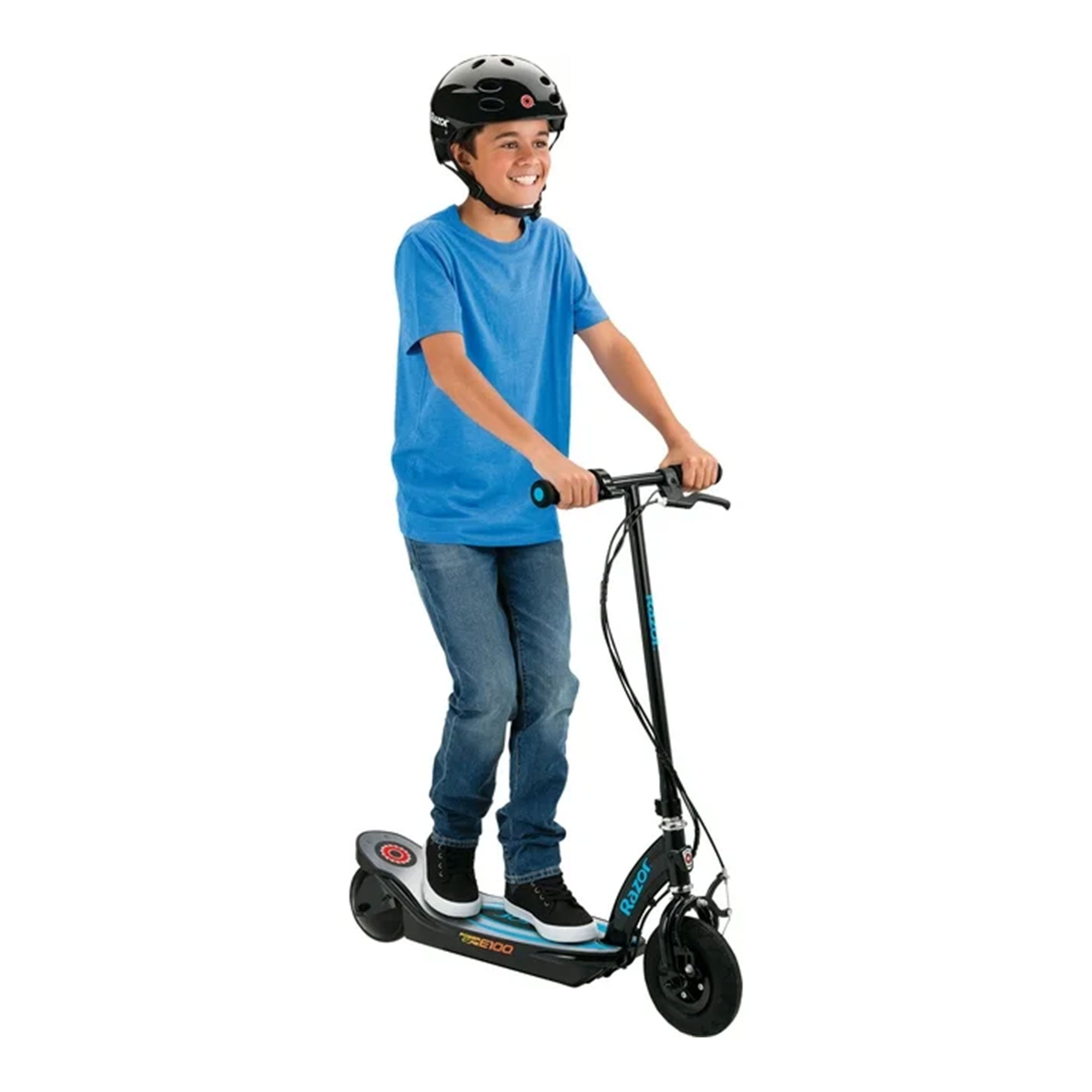 Razor Power Core E100 Electric Scooter with Aluminum Deck and Hand Brake, Blue - Smart-nests