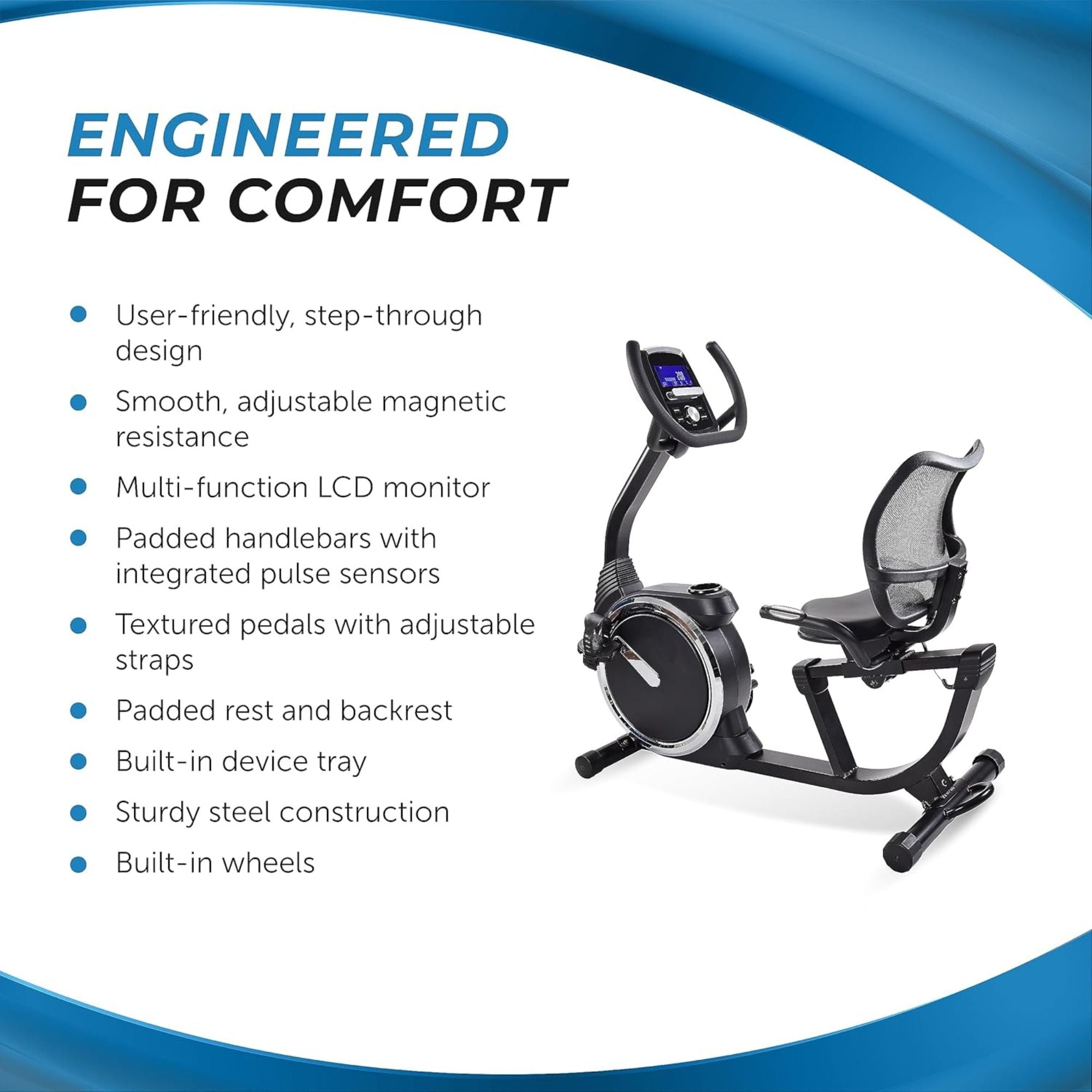 Stamina Exercise Bike, Magnetic Recumbent Machine, Lower Body Cardio Equipment - Smart-nests