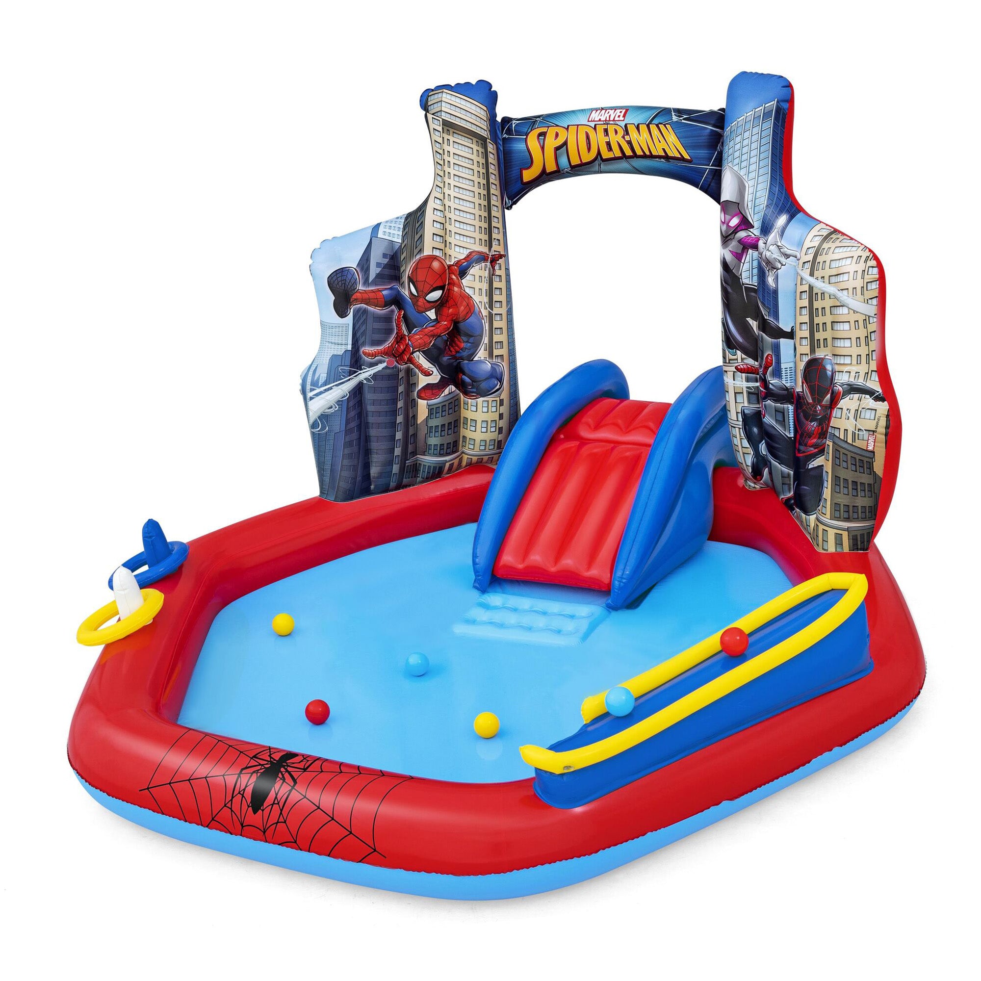 Marvel Spider-Man Inflatable Kids Outdoor Water Play Center and Water Slide - Smart-nests