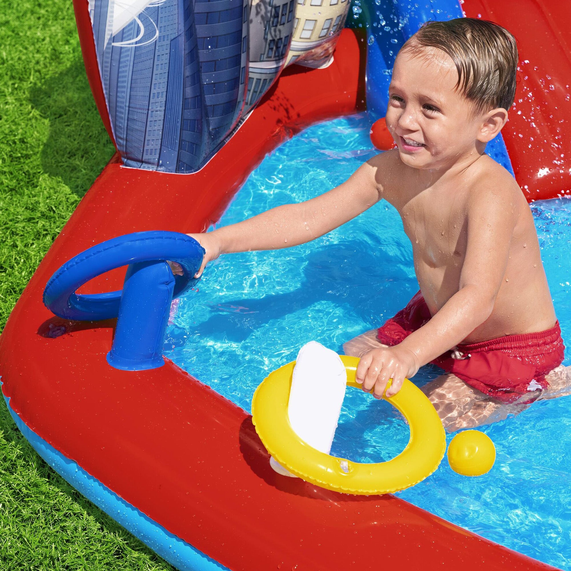 Marvel Spider-Man Inflatable Kids Outdoor Water Play Center and Water Slide - Smart-nests
