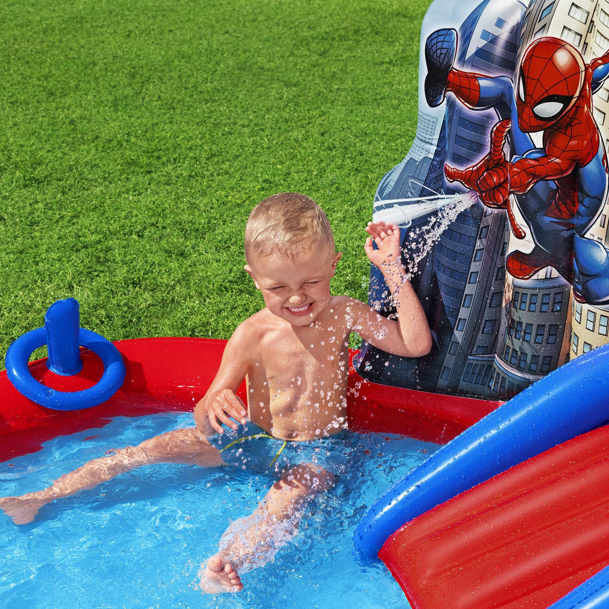 Marvel Spider-Man Inflatable Kids Outdoor Water Play Center and Water Slide - Smart-nests