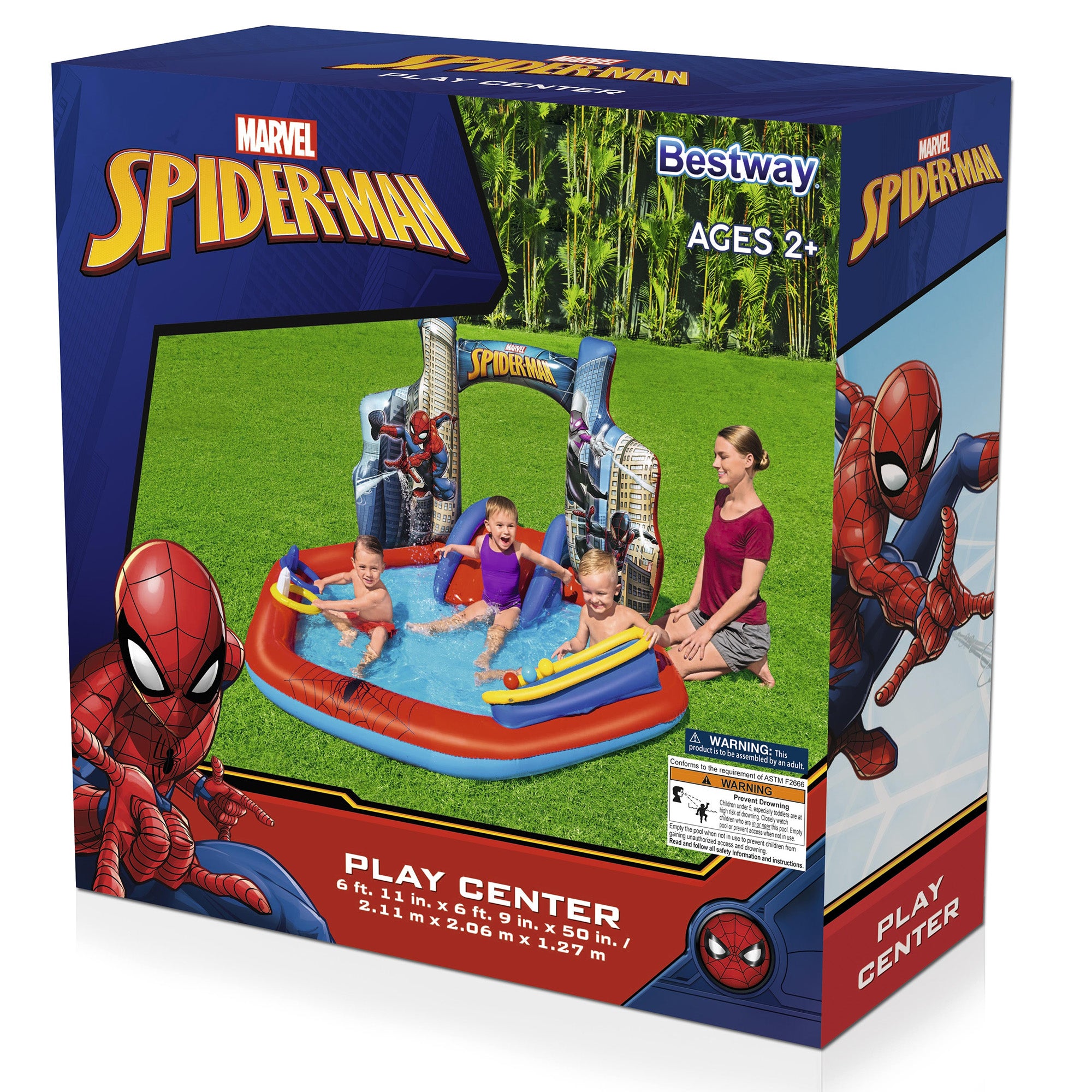 Marvel Spider-Man Inflatable Kids Outdoor Water Play Center and Water Slide - Smart-nests