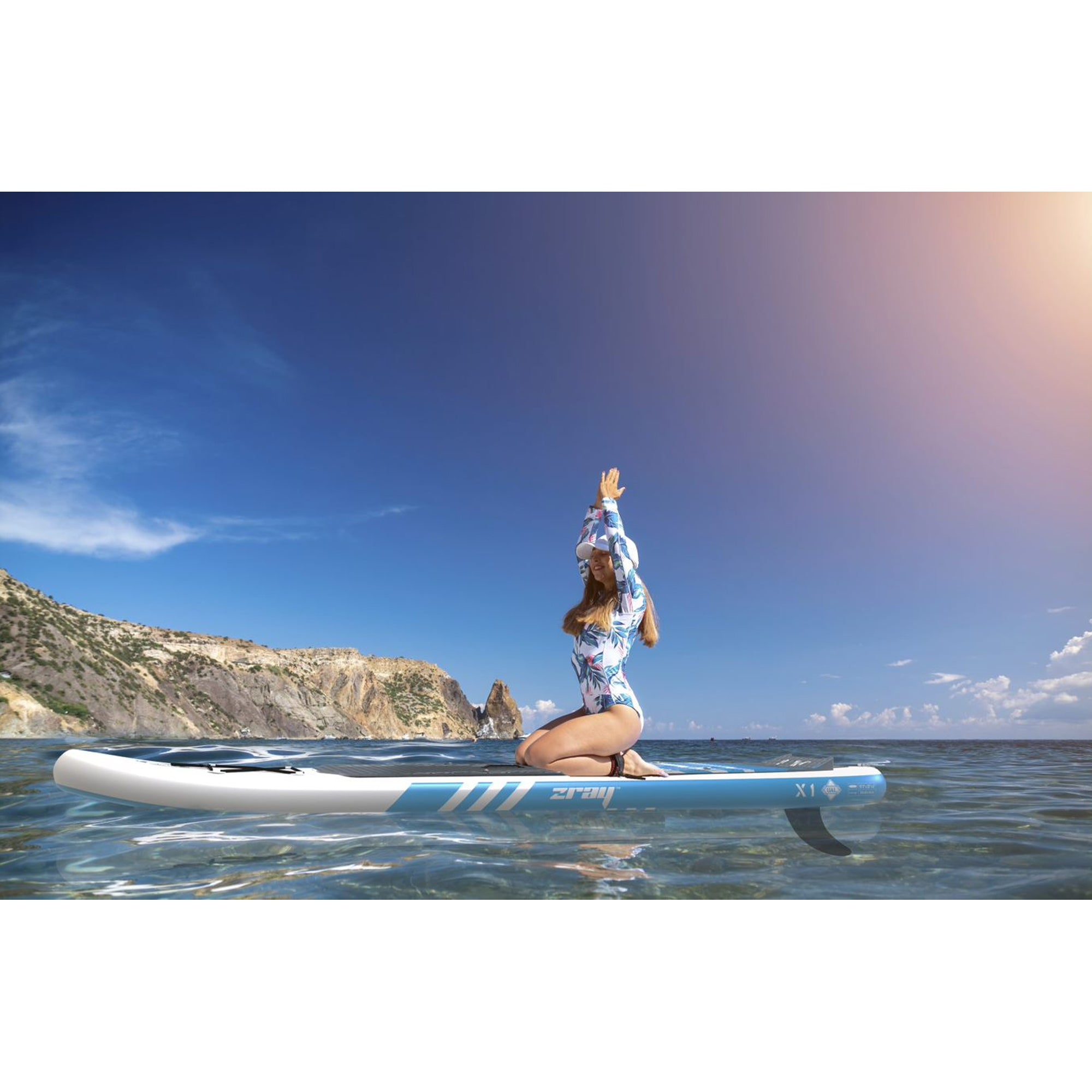 10'2" X-Rider X1 Inflatable SUP All Around Paddle Board Kit,Blue/White(Open Box) - Smart-nests