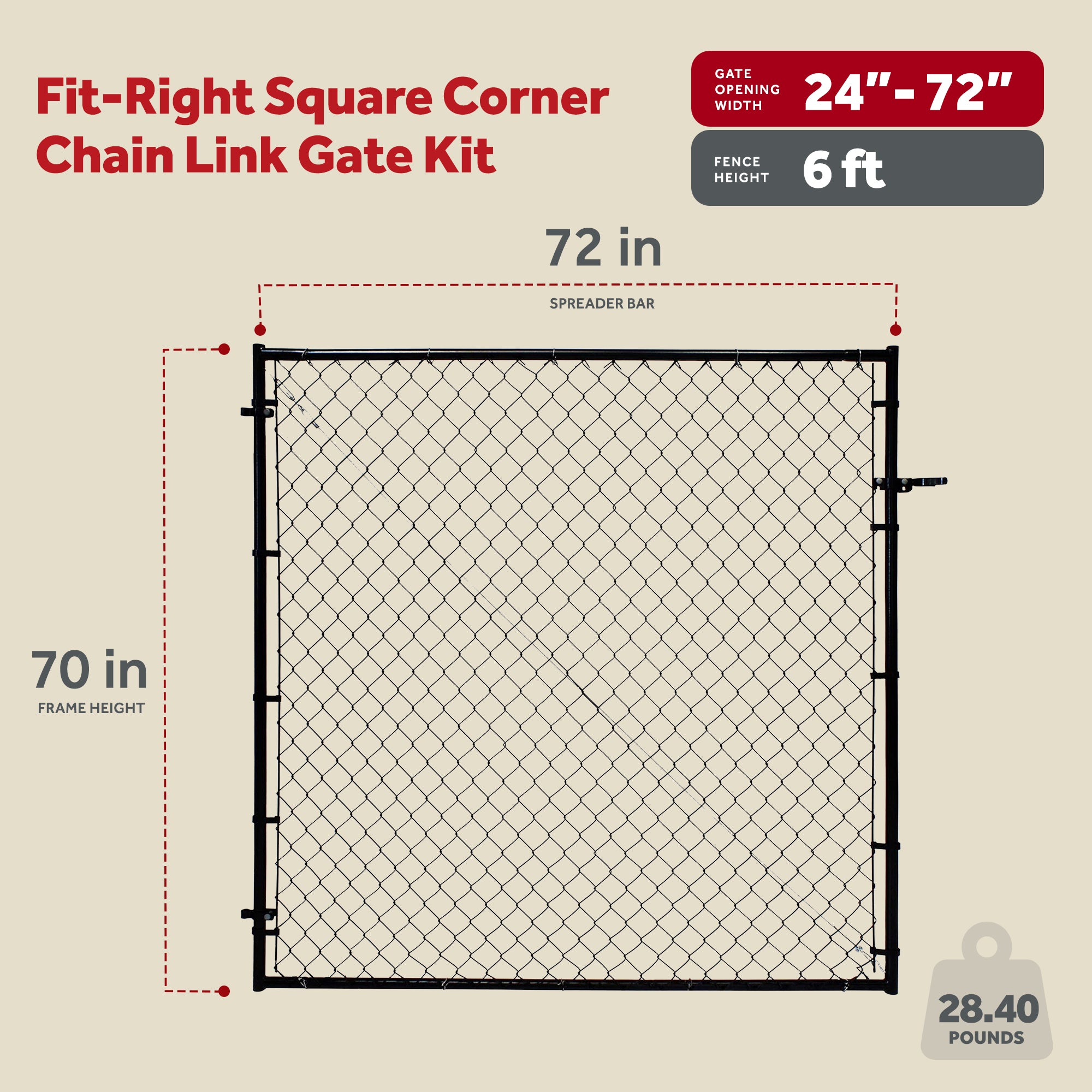 Adjust-A-Gate Fit-Right Adjustable Steel Frame Square Corner Gate Kit, Black - Smart-nests