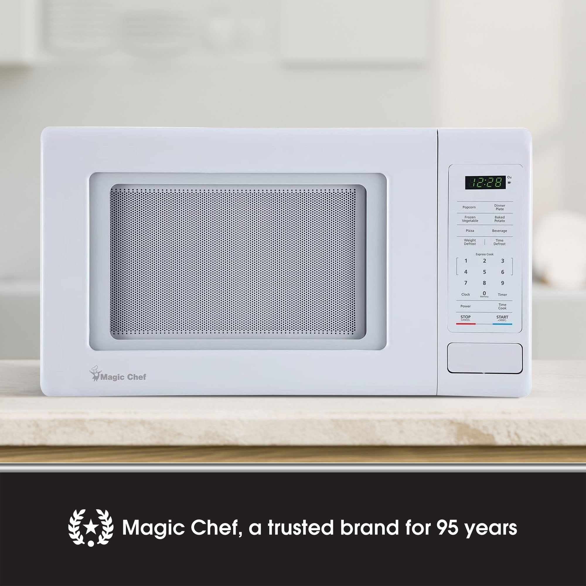 Magic Chef 0.9 Cubic Feet 900W Small Stainless Countertop Microwave Oven, White - Smart-nests