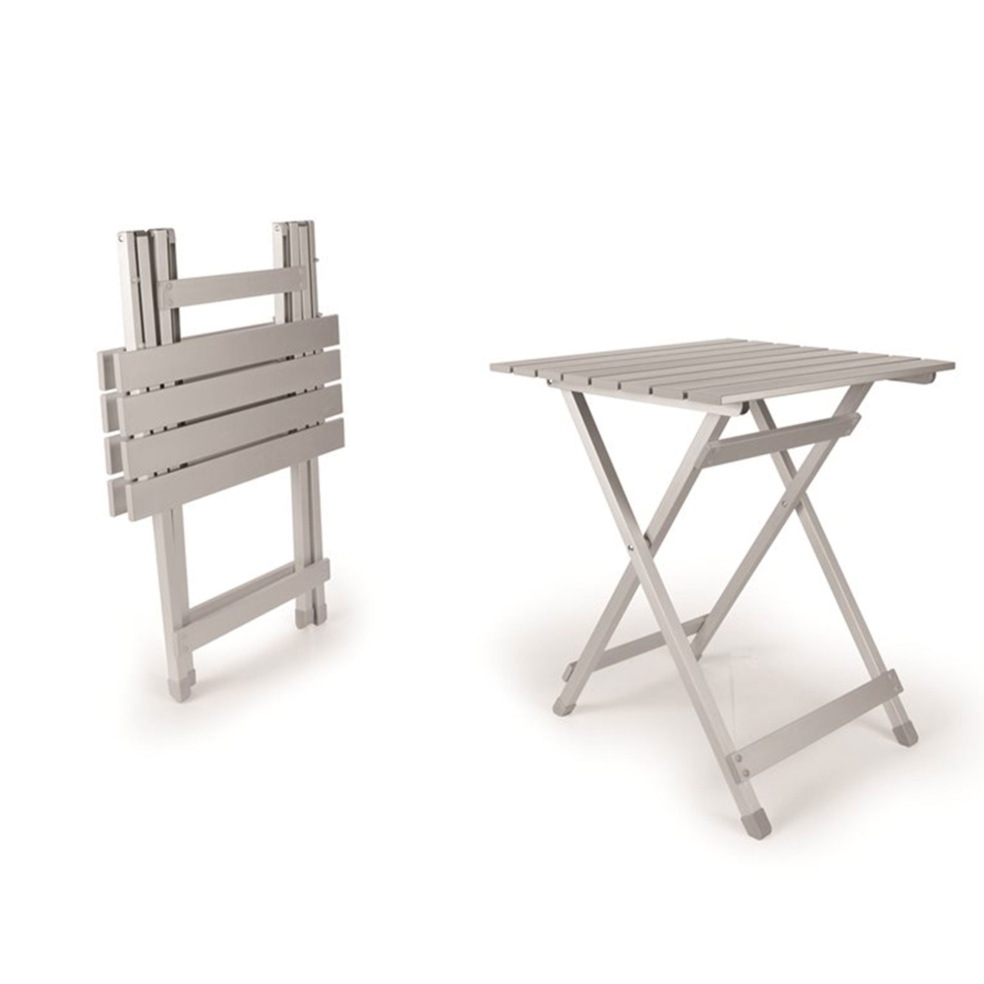 Camco Large Durable Aluminum Fold Away Multi Use Outdoor Side Table, Silver - Smart-nests