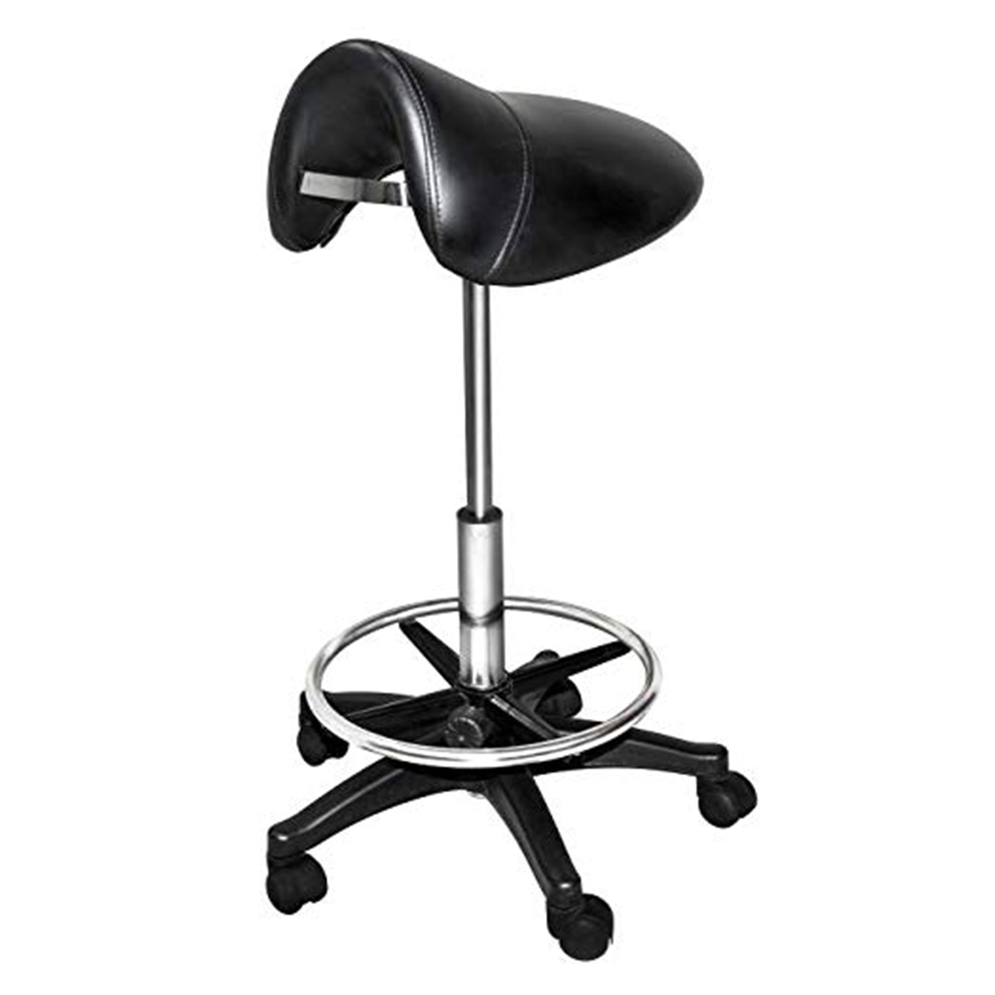 Chromium Professional Rotating Saddle Cutting Stool with  Foam Cushions, Black - Smart-nests