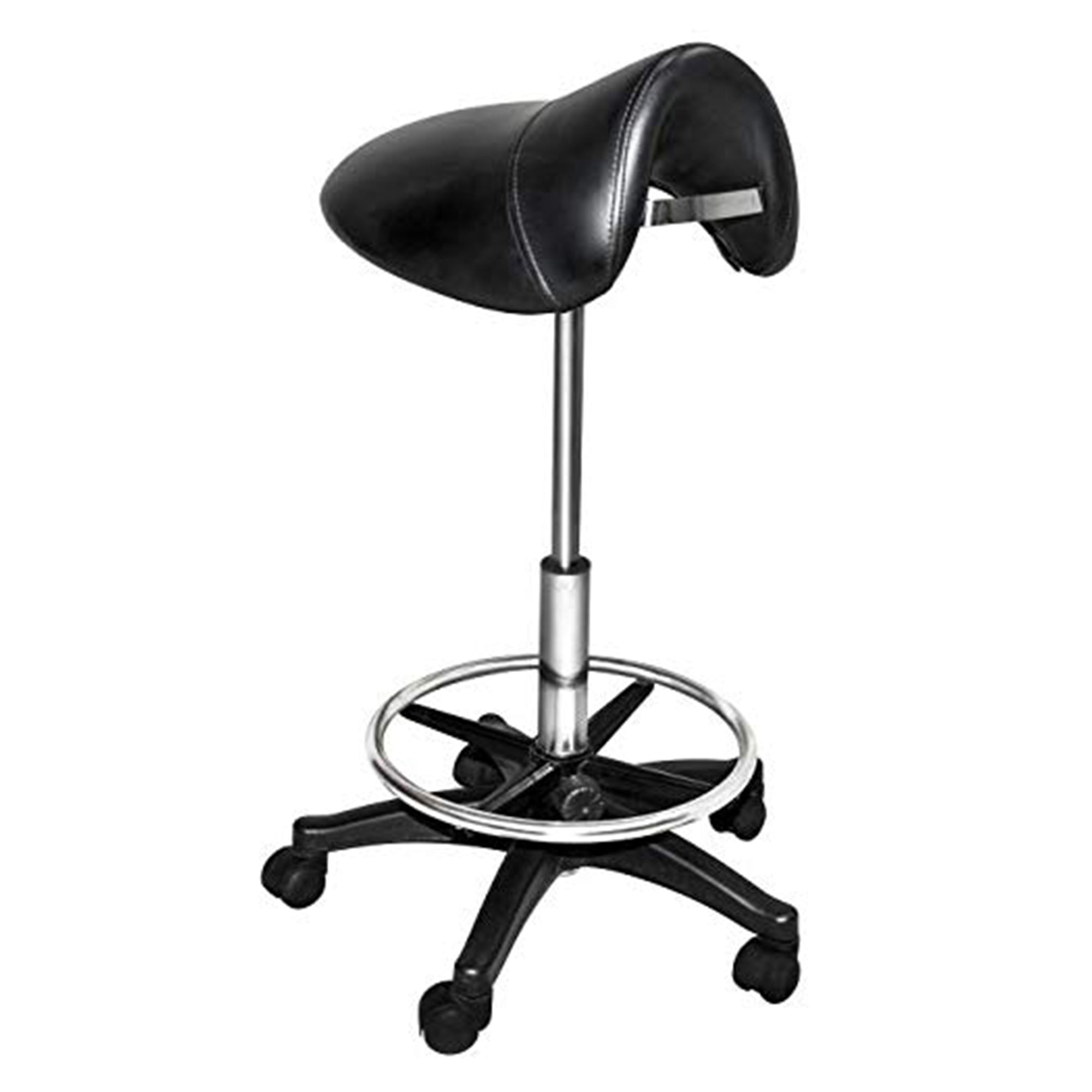 Chromium Professional Rotating Saddle Cutting Stool with  Foam Cushions, Black - Smart-nests